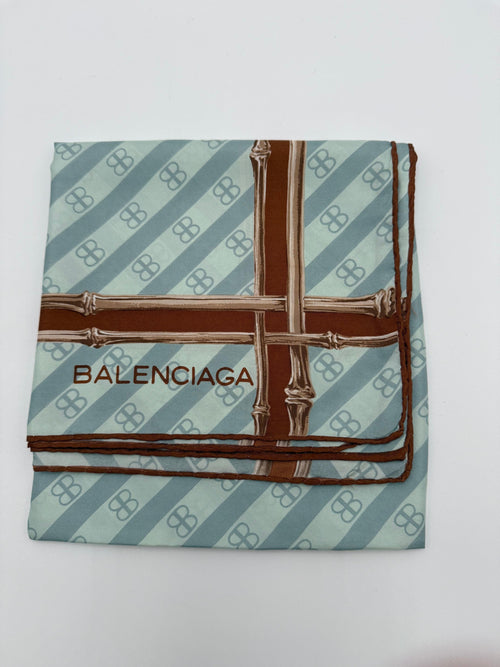 Balenciaga Foulard Vintage in Seta con Motivo Bambù e Monogram - Mercatino di Ninni