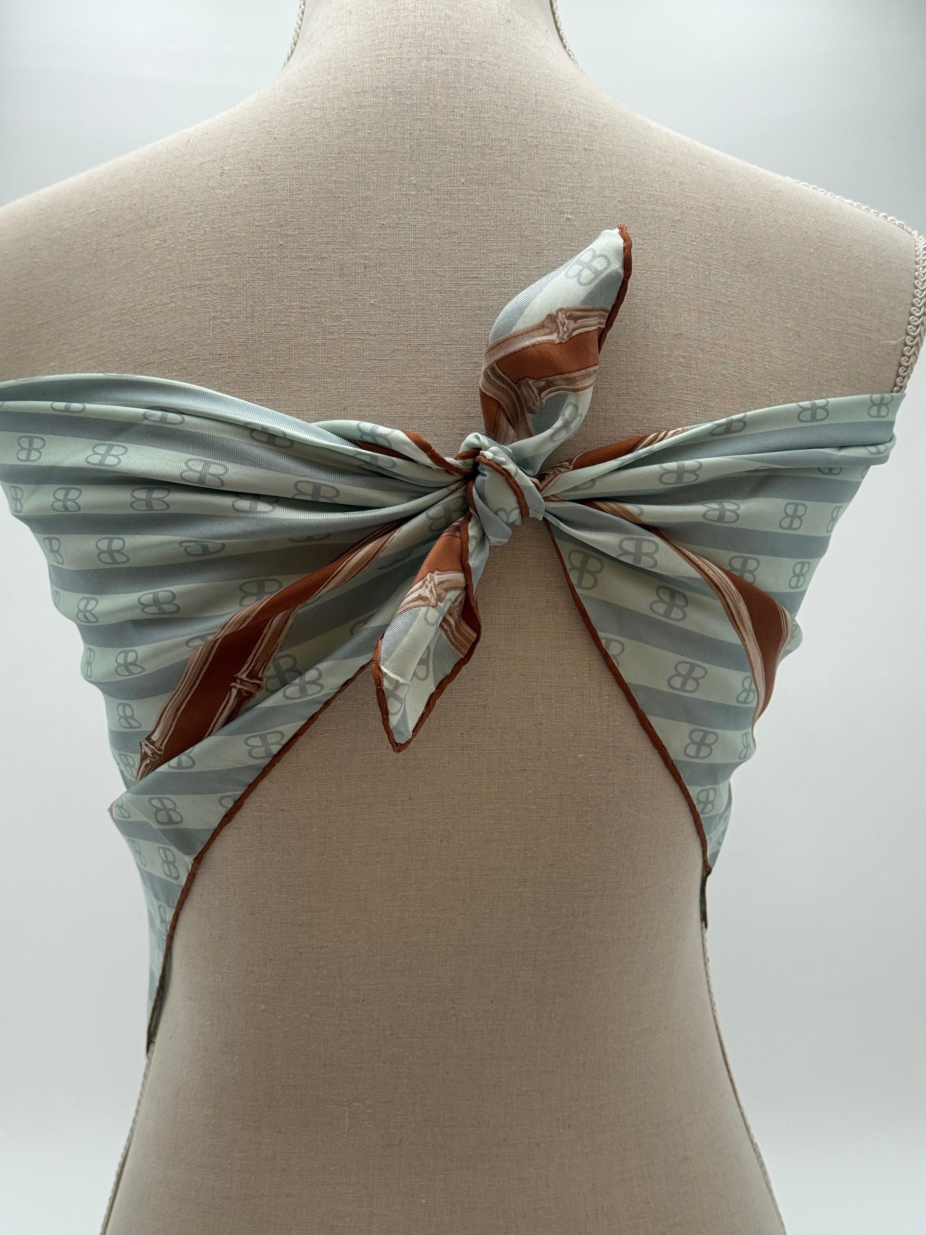 Balenciaga Foulard Vintage in Seta con Motivo Bambù e Monogram - Mercatino di Ninni