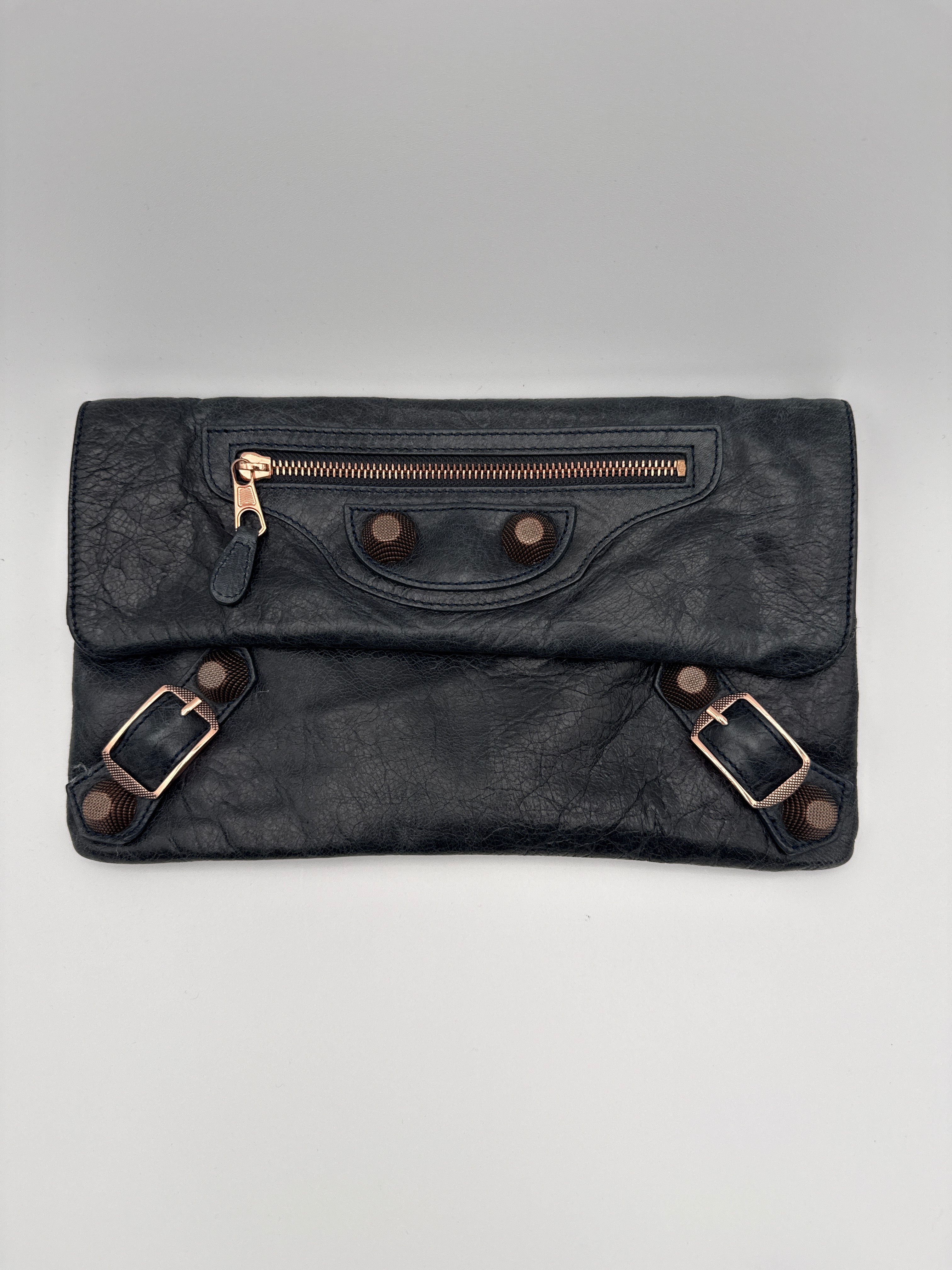 Balenciaga Pochette Giant Envelope in pelle di Agnello Blu Balenciaga