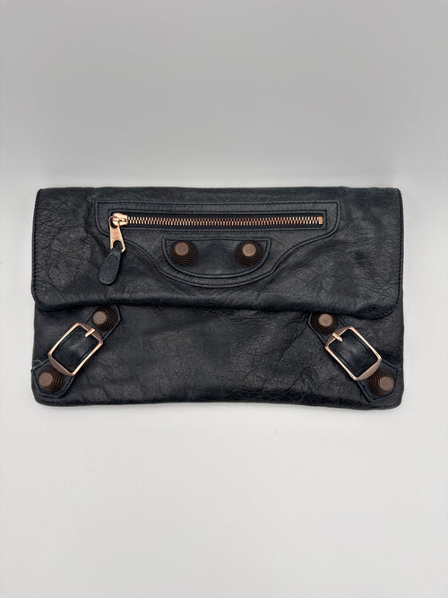 Balenciaga Pochette Giant Envelope in pelle di Agnello Blu Balenciaga