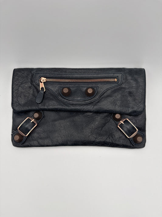 Balenciaga Pochette Giant Envelope in pelle di Agnello Blu Balenciaga