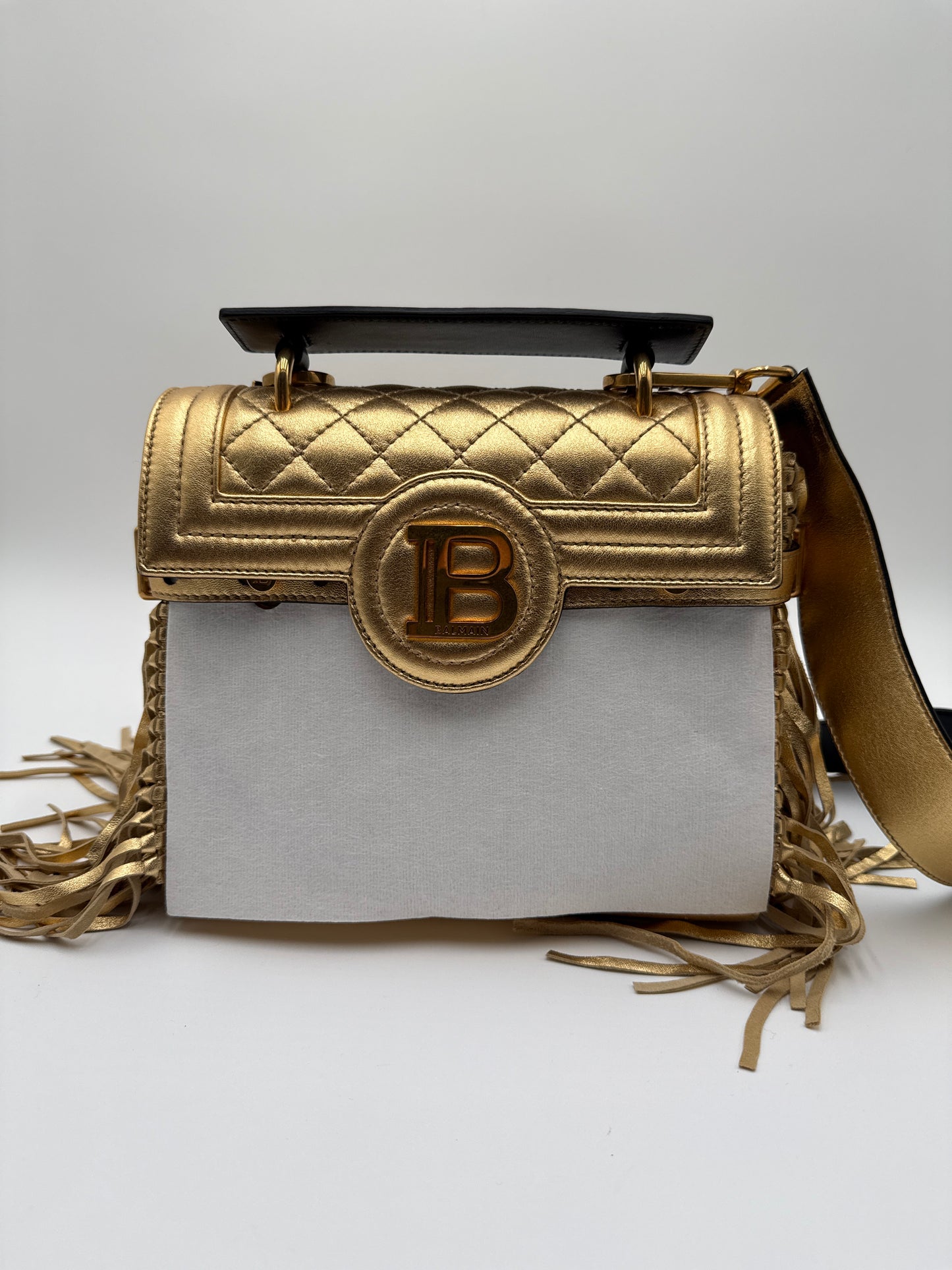 Balmain B-Buzz Borsa in Pelle Oro Metatallizzata - Mercatino di Ninni