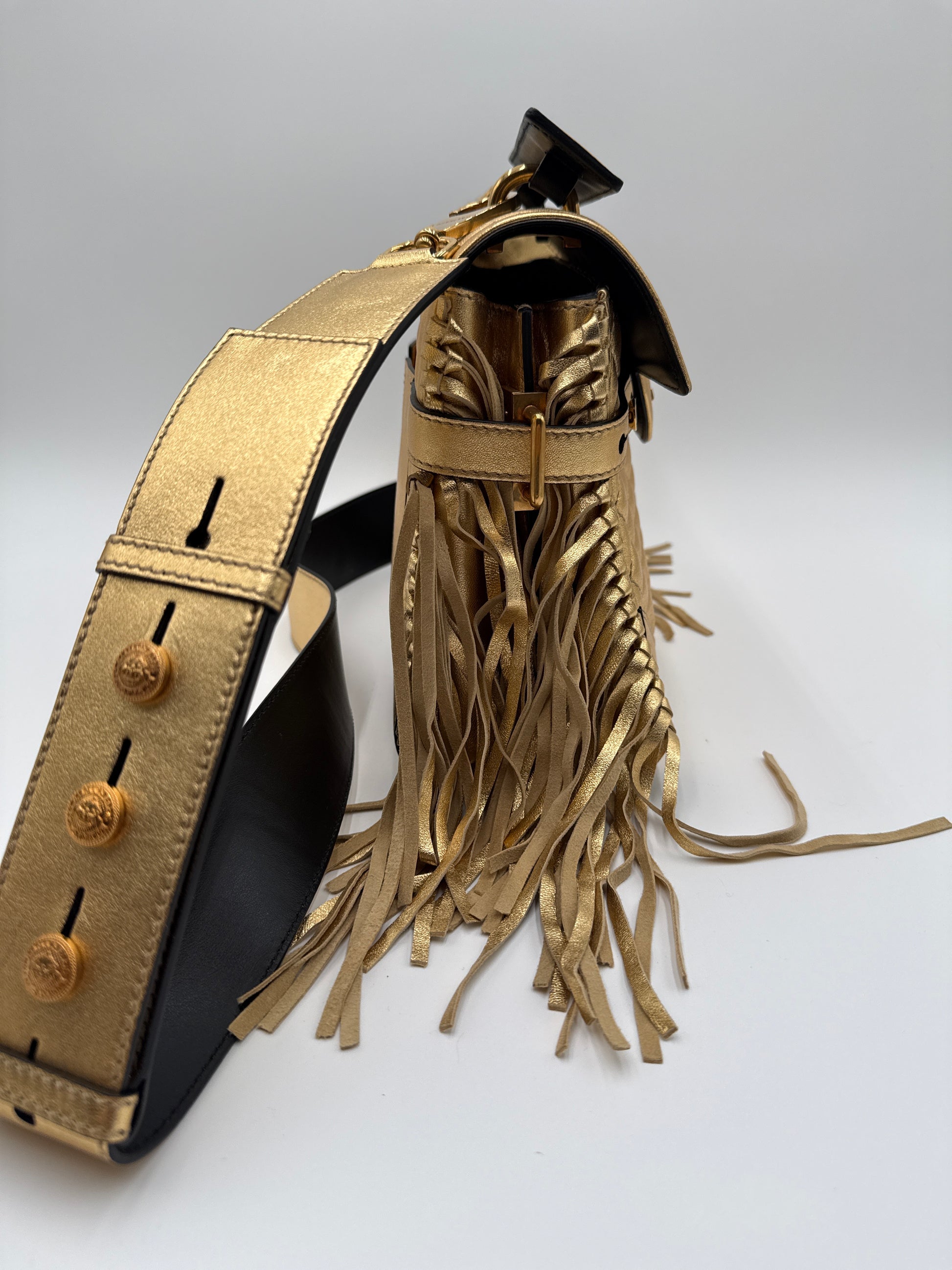 Balmain B-Buzz Borsa in Pelle Oro Metatallizzata - Mercatino di Ninni