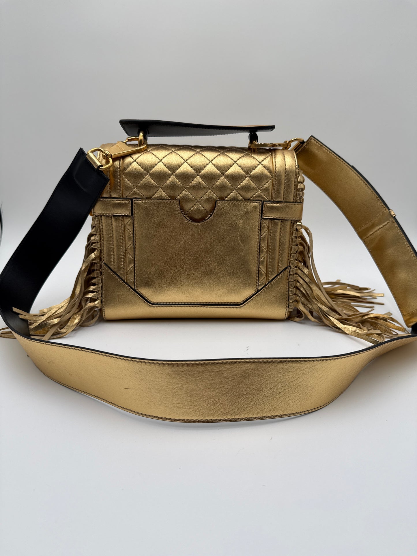 Balmain B-Buzz Borsa in Pelle Oro Metatallizzata - Mercatino di Ninni