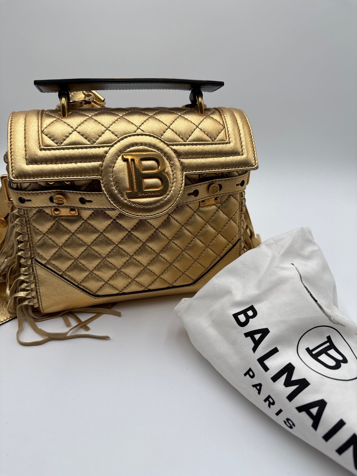 Balmain B-Buzz Borsa in Pelle Oro Metatallizzata - Mercatino di Ninni