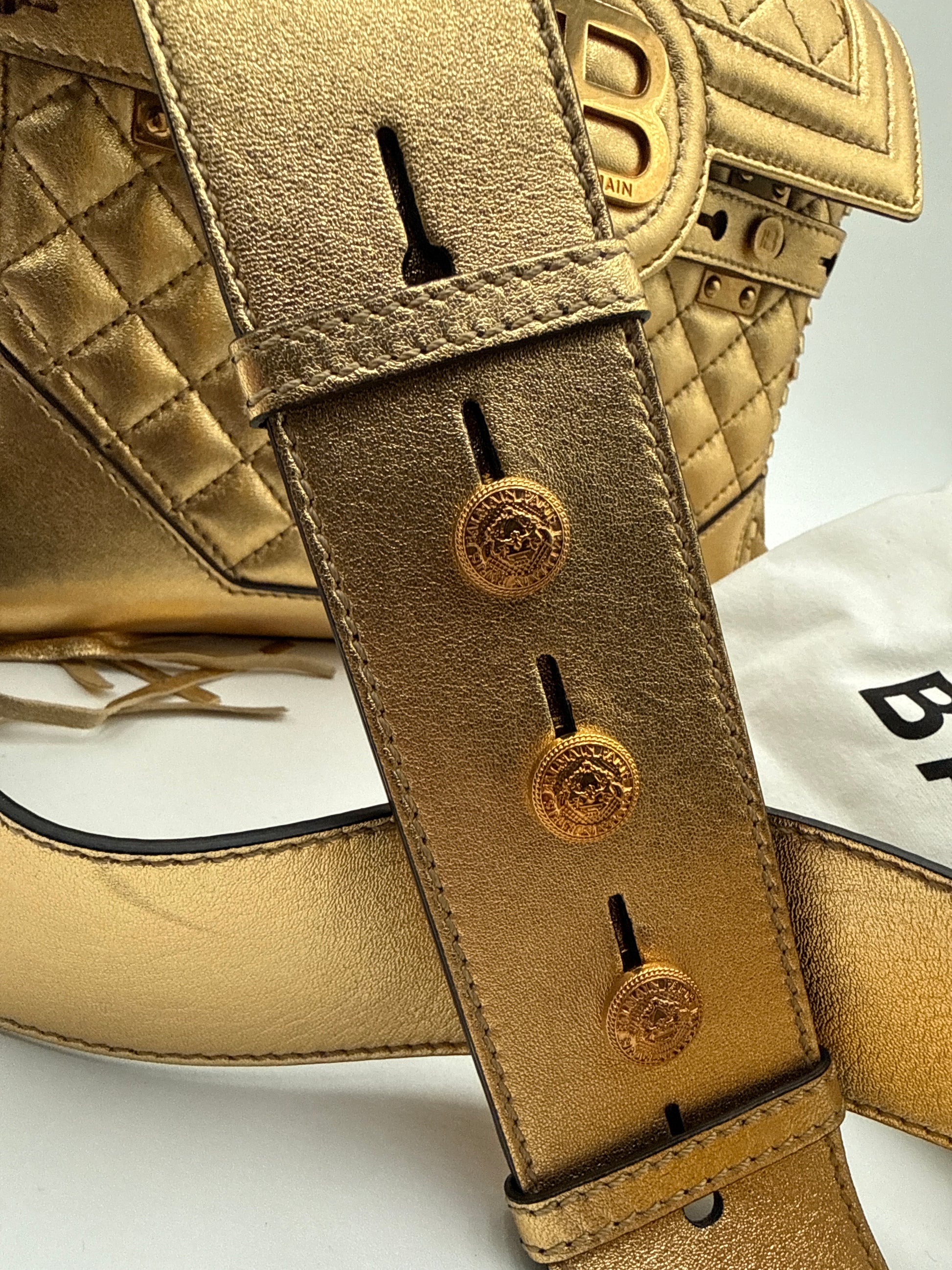 Balmain B-Buzz Borsa in Pelle Oro Metatallizzata - Mercatino di Ninni