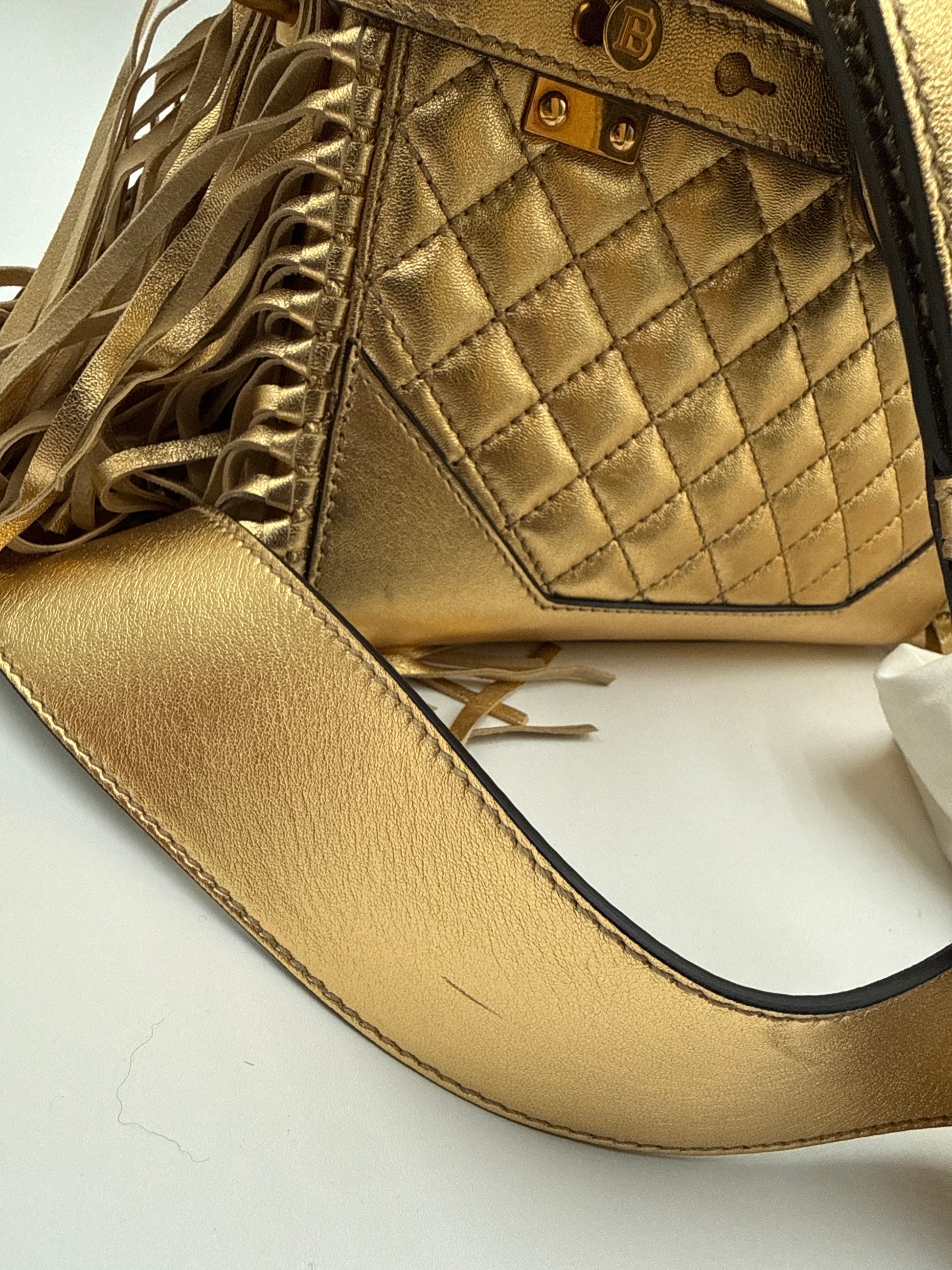 Balmain B-Buzz Borsa in Pelle Oro Metatallizzata - Mercatino di Ninni