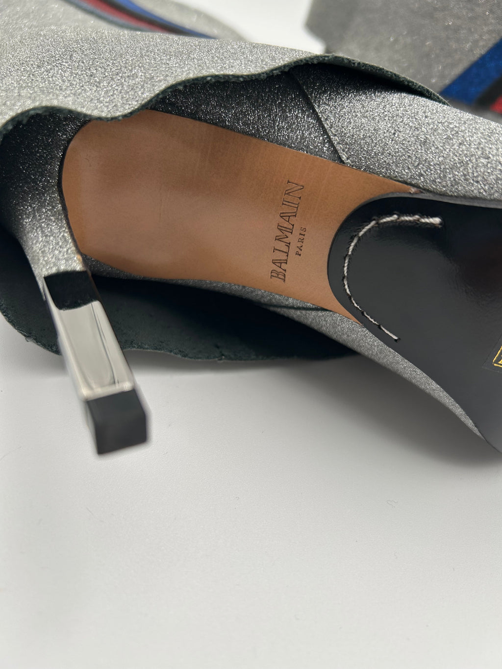 Balmain Stivali Glitterati Argento Balmain