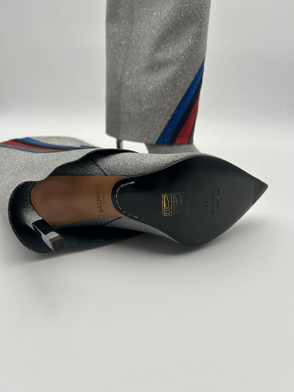 Balmain Stivali Glitterati Argento Balmain