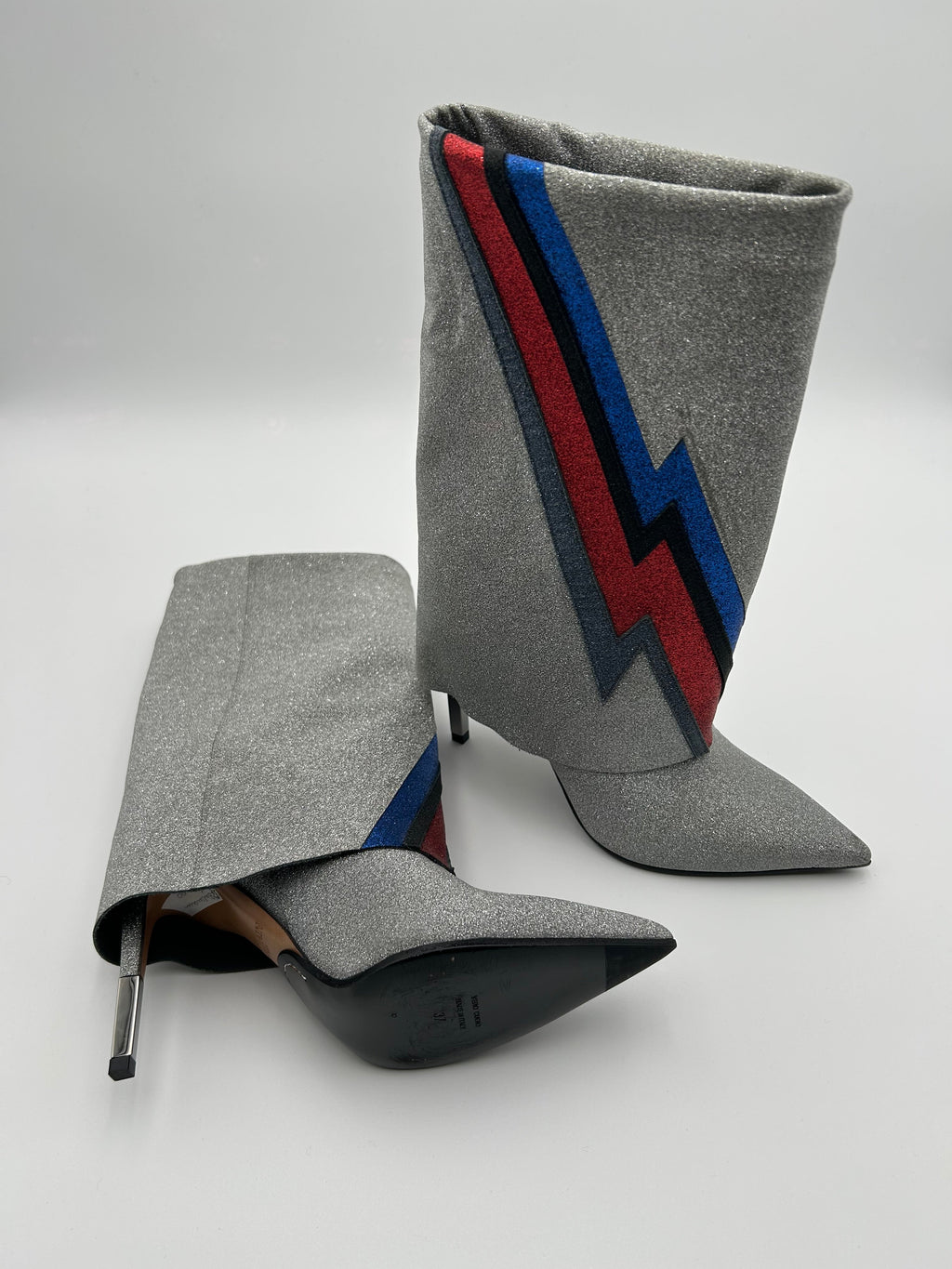 Balmain Stivali Glitterati Argento Balmain