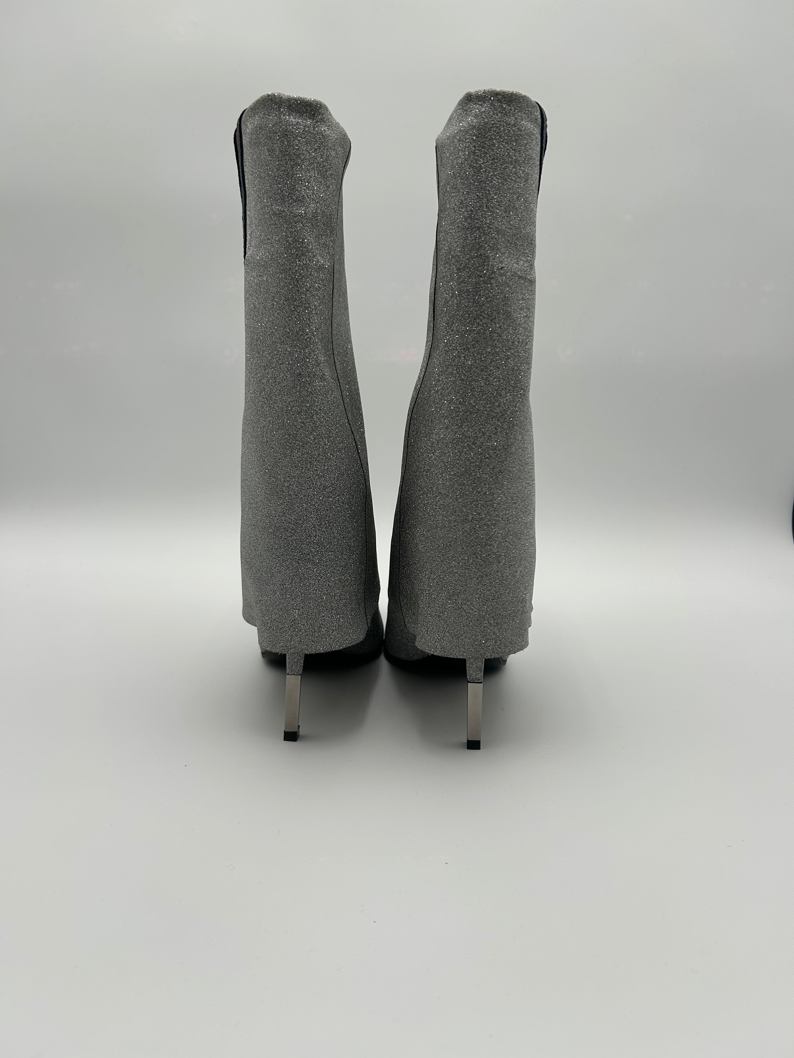 Balmain Stivali Glitterati Argento Balmain