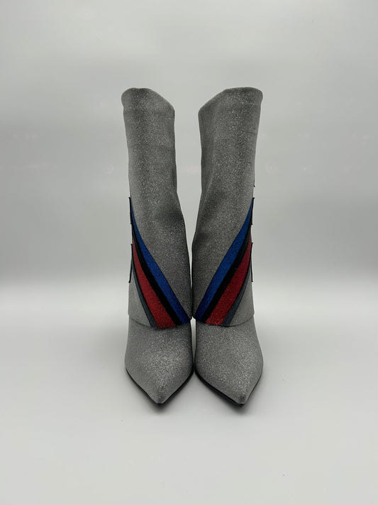 Balmain Stivali Glitterati Argento Balmain