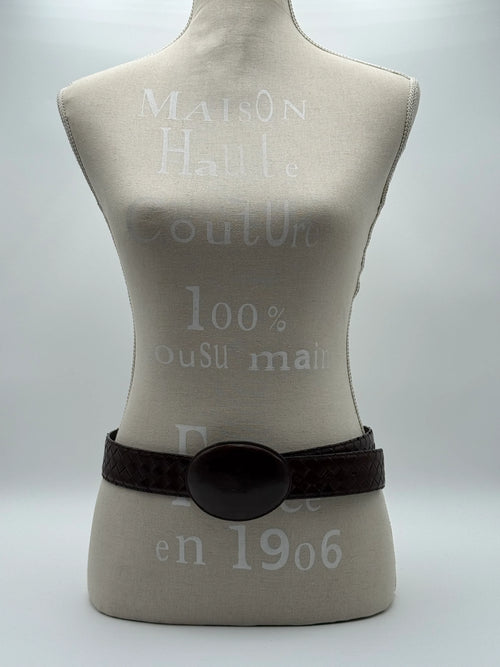 Bottega Veneta Cintura in Pelle Intrecciata Marrone Testa di Moro - Mercatino di Ninni