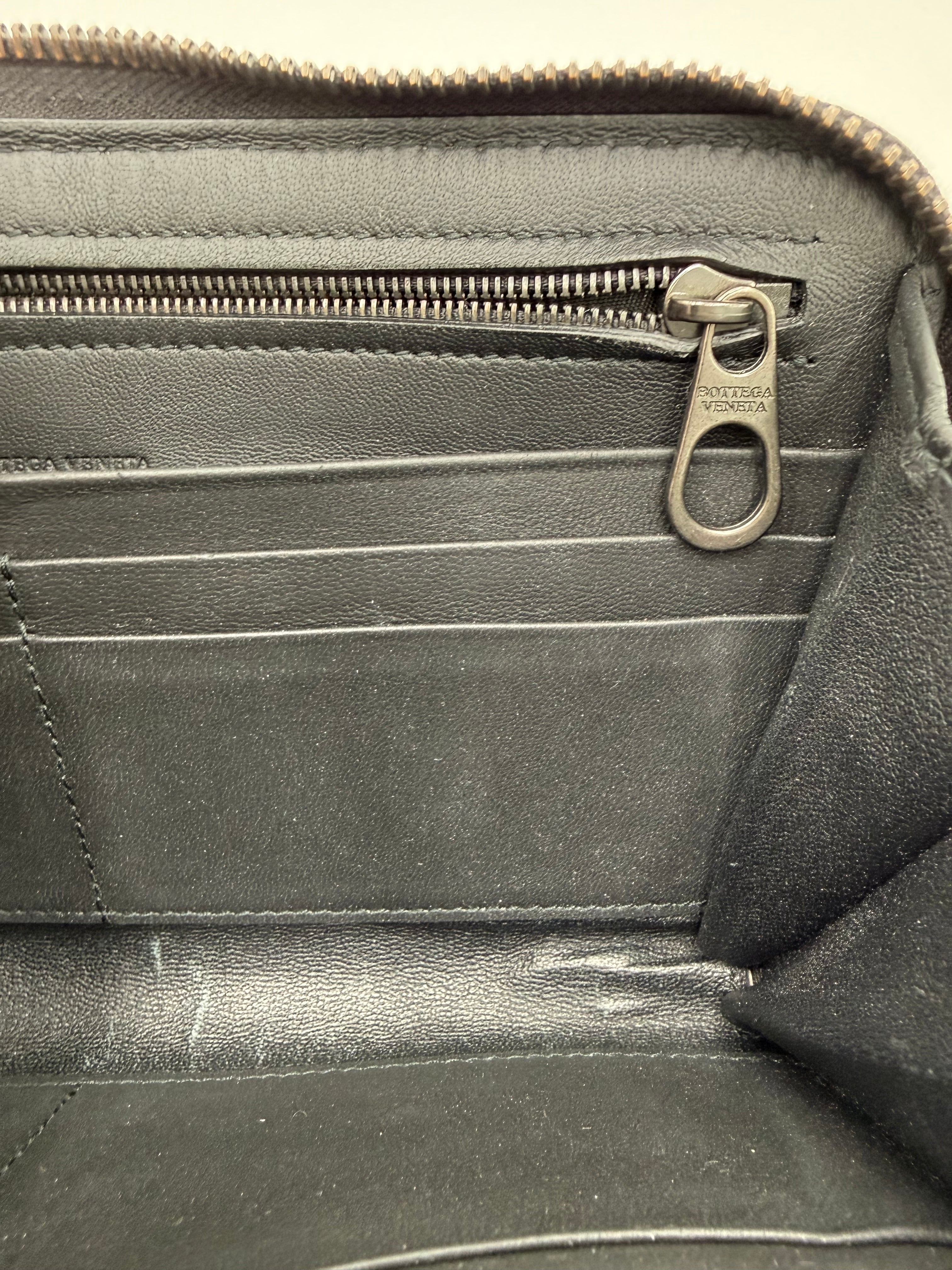 Bottega Veneta Portafoglio Pelle Intrecciata Nero Antracite - Mercatino di Ninni