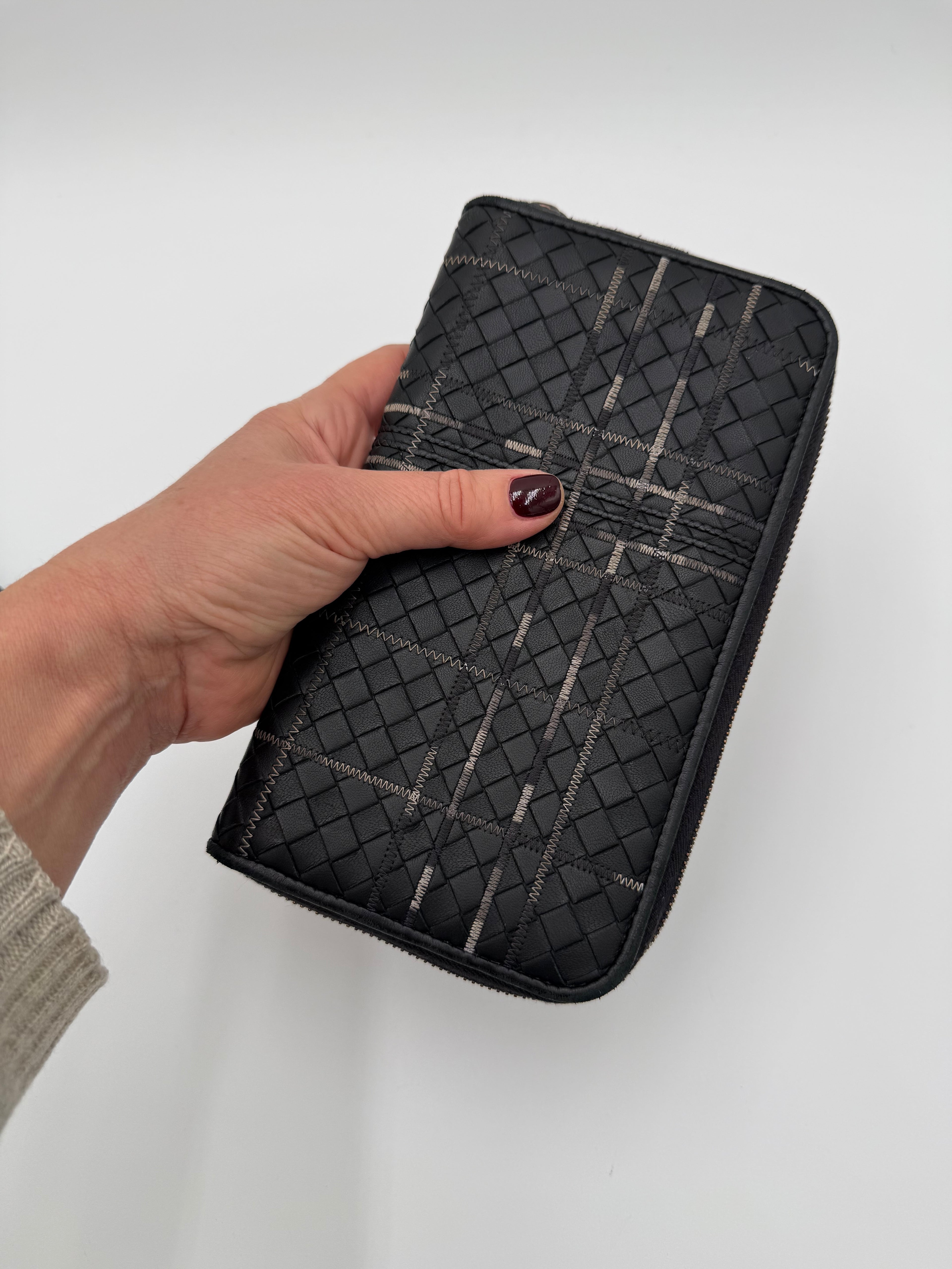 Bottega Veneta Portafoglio Pelle Intrecciata Nero Antracite - Mercatino di Ninni