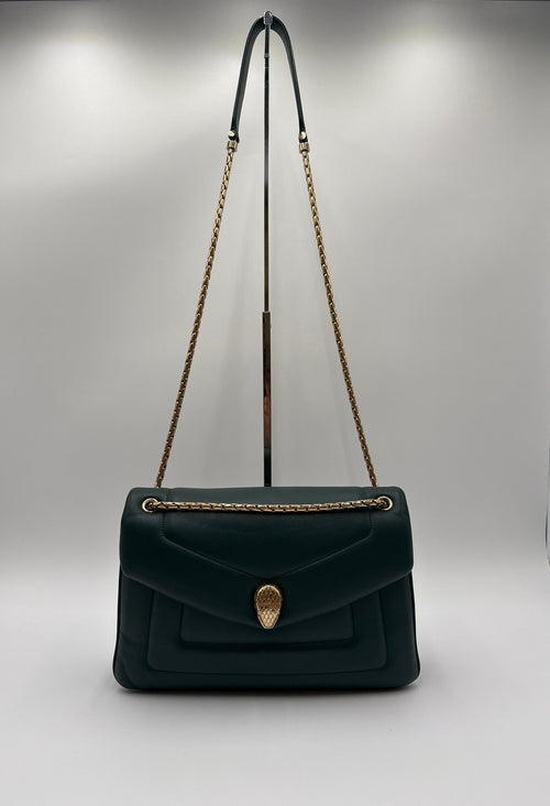 Bulgari Serpenti Reverse  Borsa in Pelle di Vitello Smeraldo Bulgari