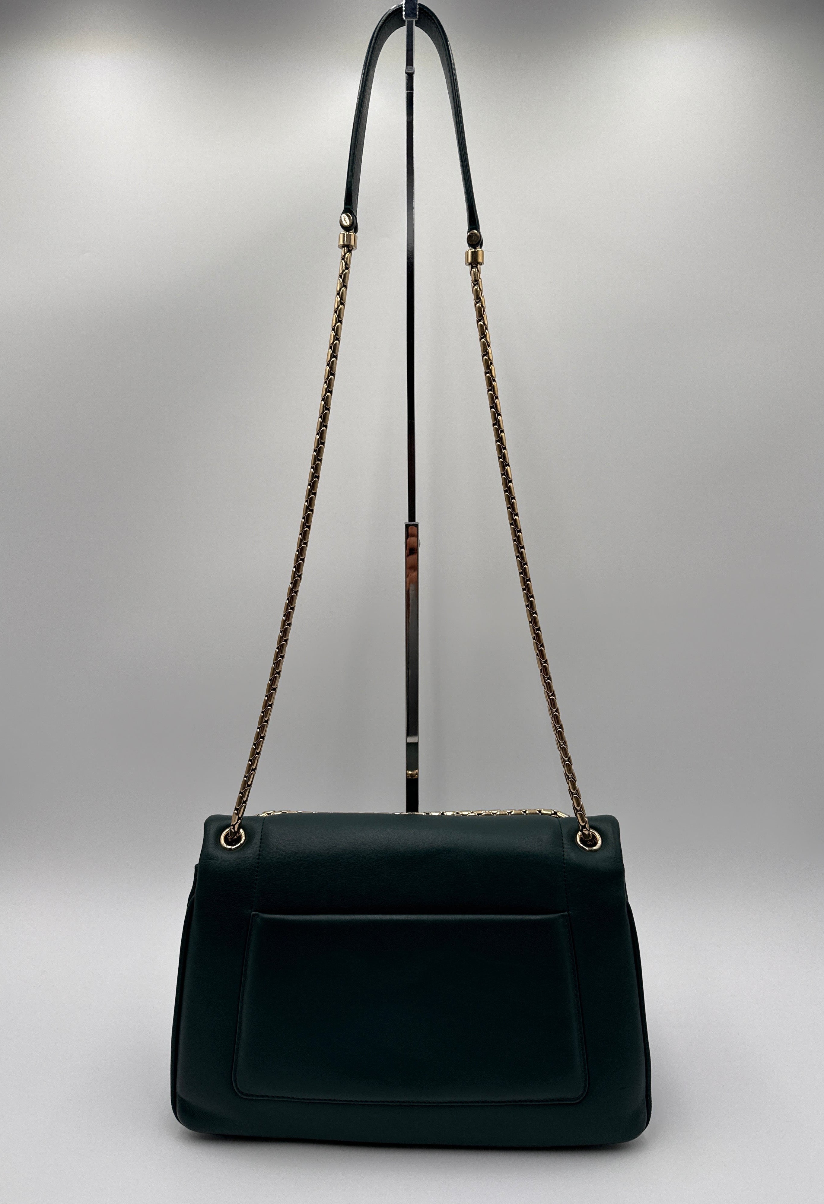 Bulgari Serpenti Reverse  Borsa in Pelle di Vitello Smeraldo Bulgari