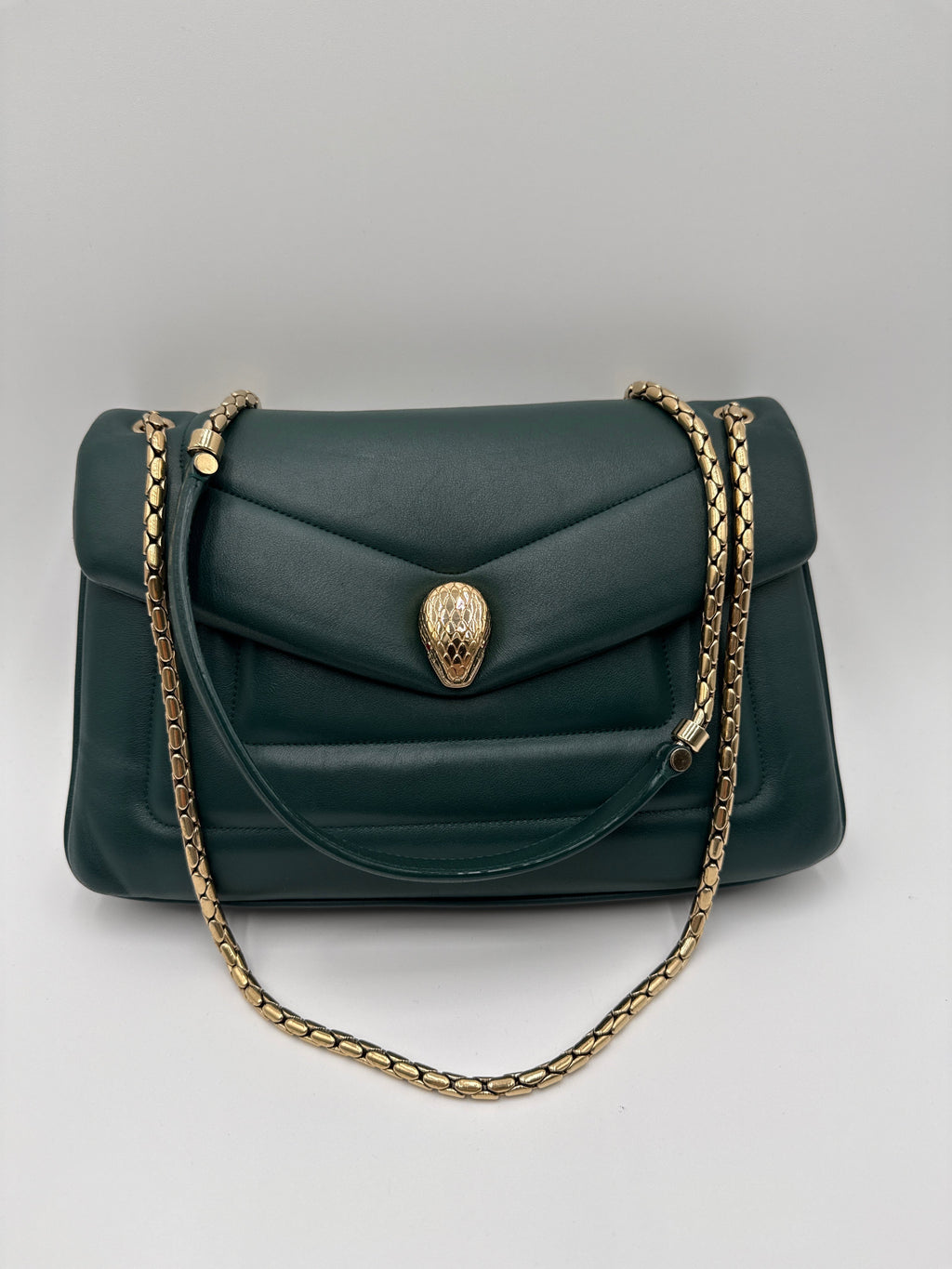 Bulgari Serpenti Reverse  Borsa in Pelle di Vitello Smeraldo Bulgari