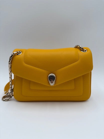Bulgari Serpenti Reverse Mini Borsa  in Pelle Gialla Bulgari