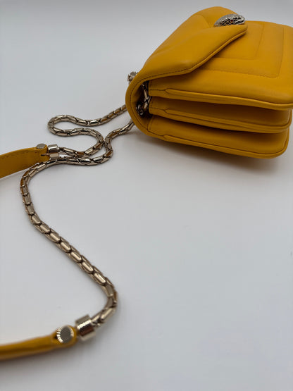 Bulgari Serpenti Reverse Mini Borsa  in Pelle Gialla Bulgari
