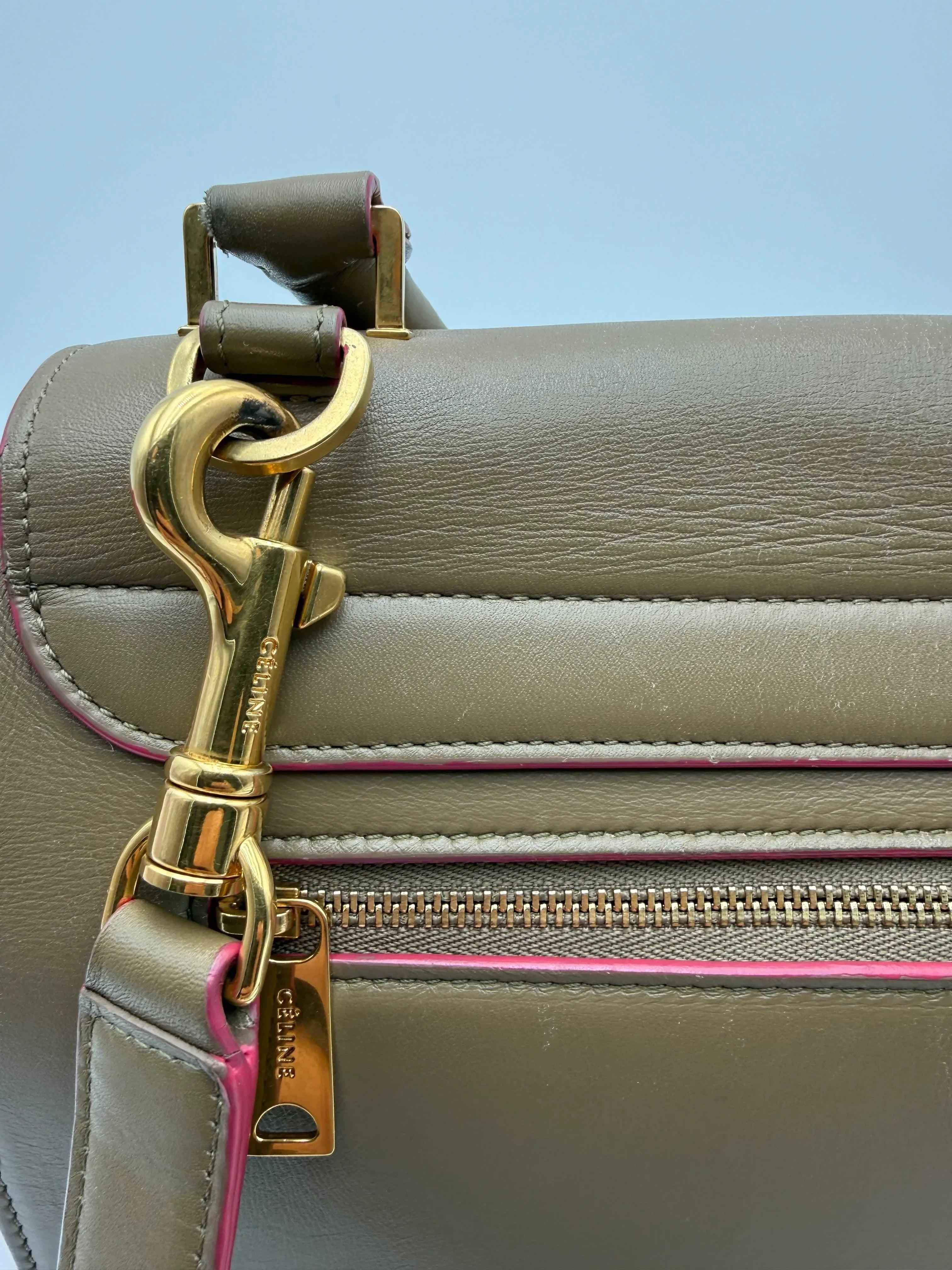 Cèline Borsa Trapeze in Pelle Bicolore Taupe e Rosa