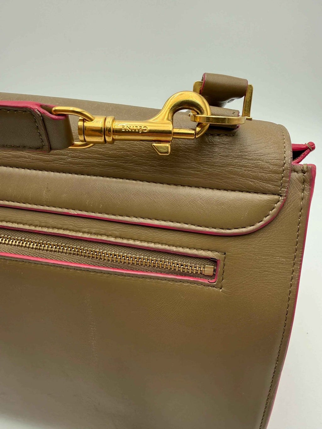 Cèline Borsa Trapeze in Pelle Bicolore Taupe e Rosa