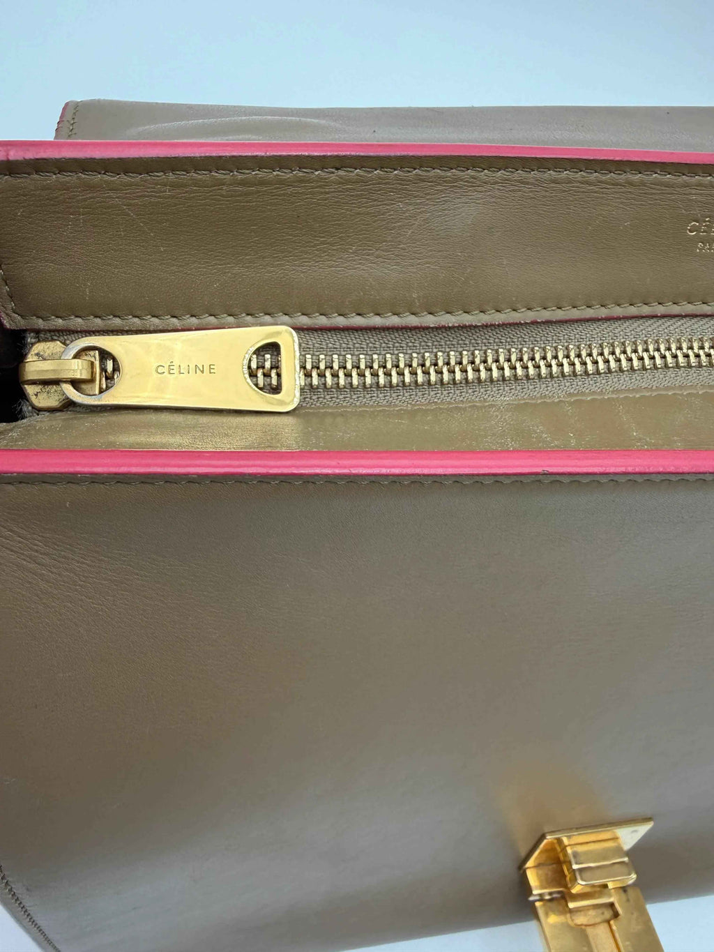 Cèline Borsa Trapeze in Pelle Bicolore Taupe e Rosa