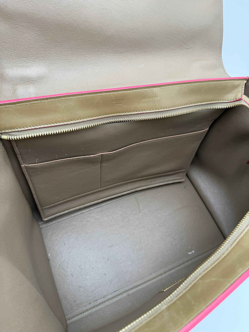 Cèline Borsa Trapeze in Pelle Bicolore Taupe e Rosa