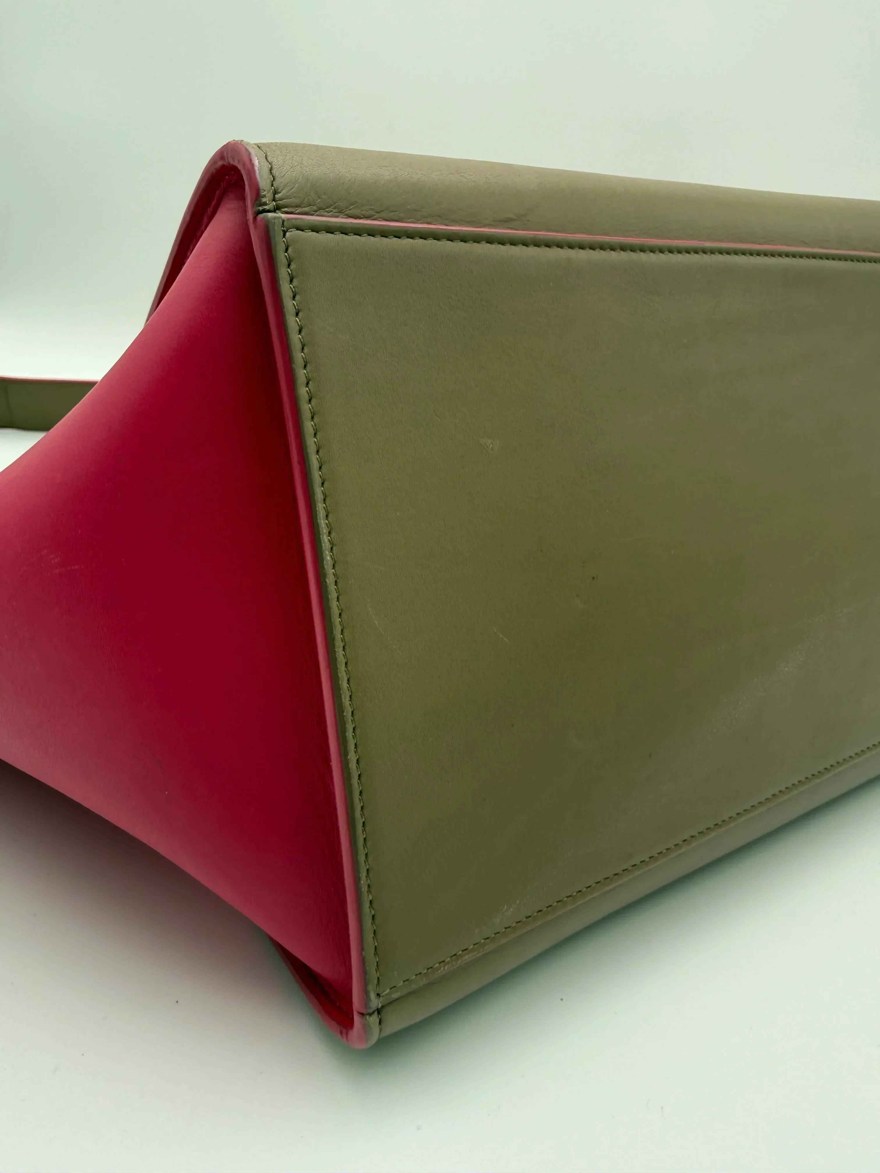 Cèline Borsa Trapeze in Pelle Bicolore Taupe e Rosa