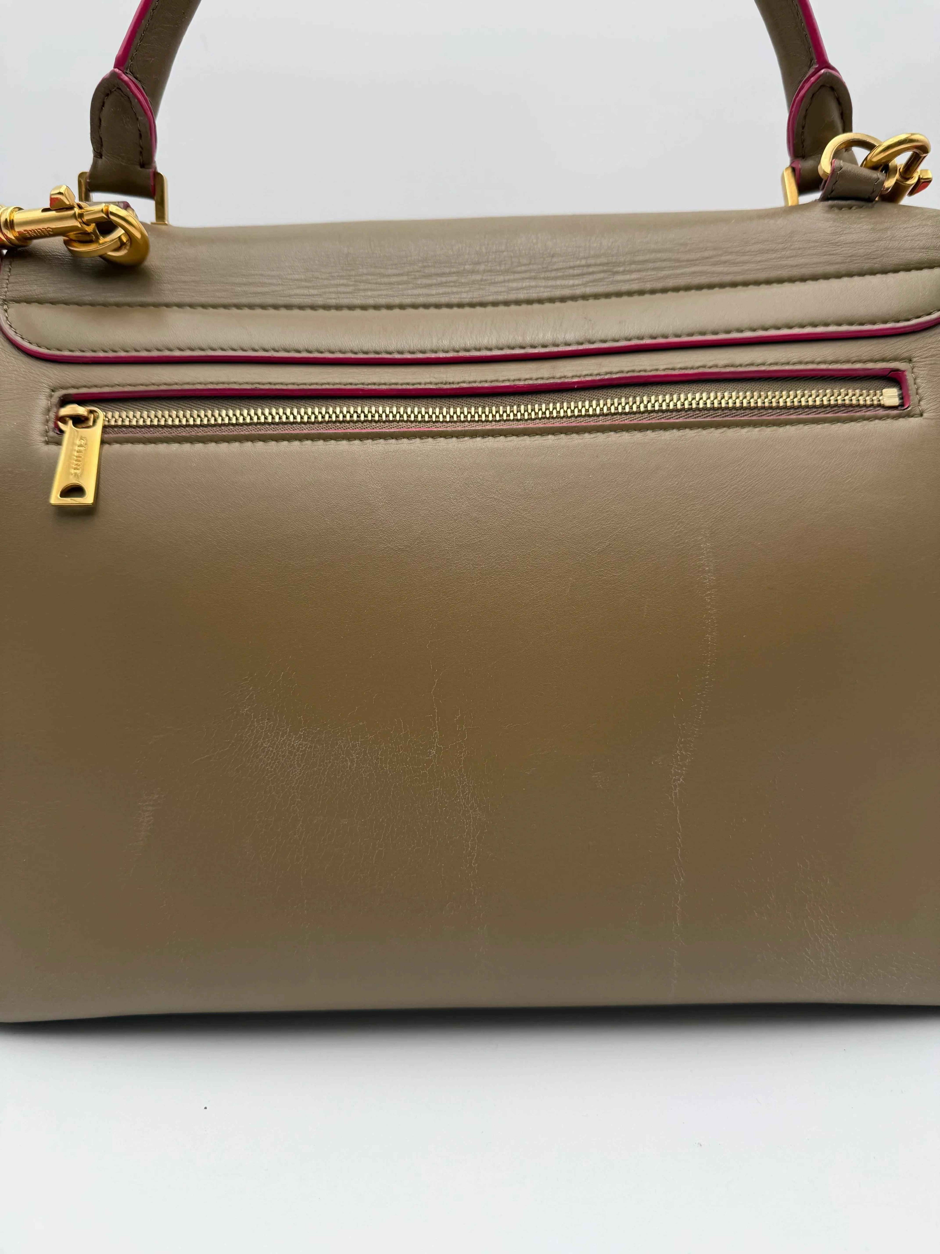 Cèline Borsa Trapeze in Pelle Bicolore Taupe e Rosa