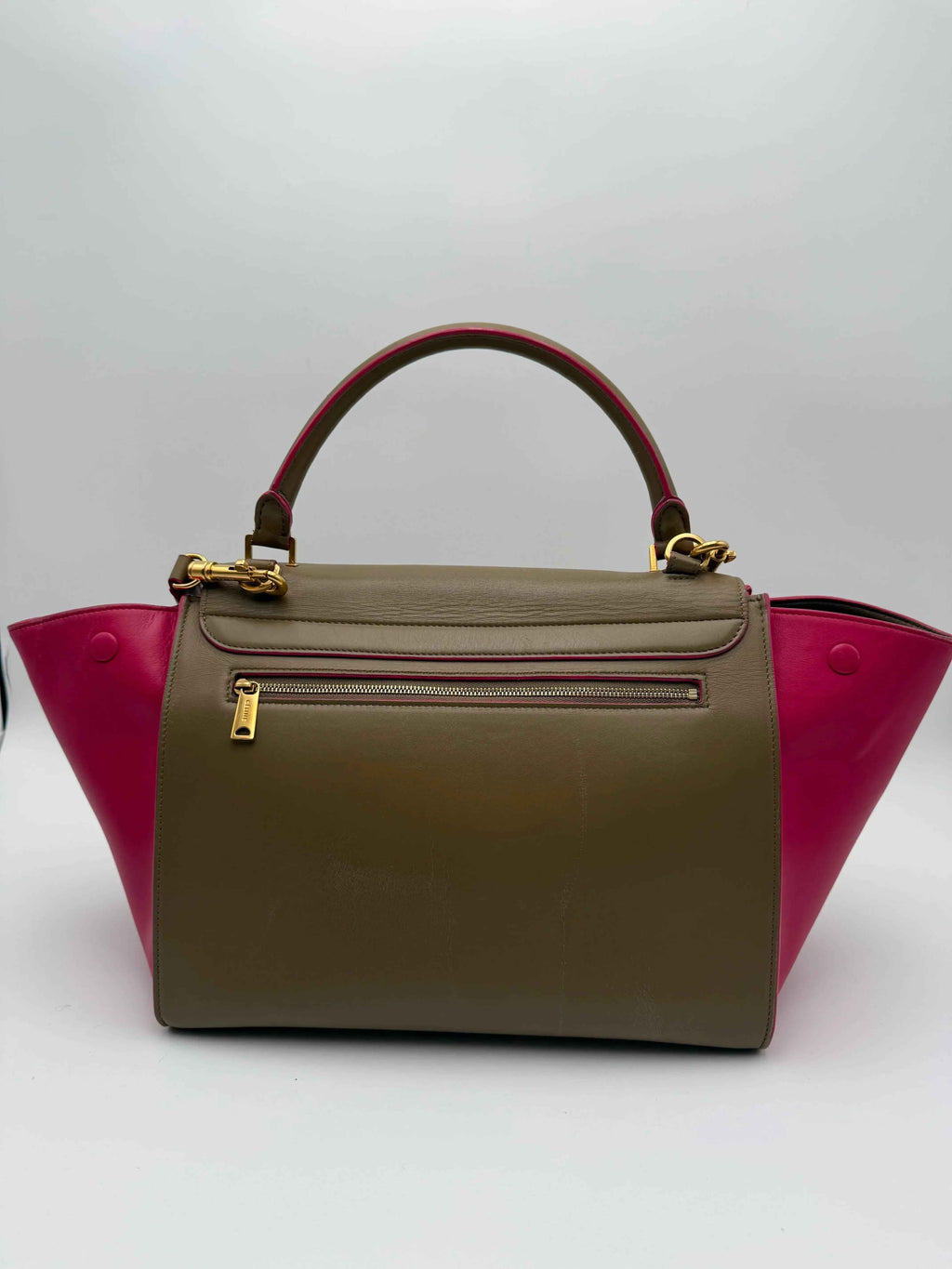Cèline Borsa Trapeze in Pelle Bicolore Taupe e Rosa