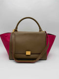 Cèline Borsa Trapeze in Pelle Bicolore Taupe e Rosa