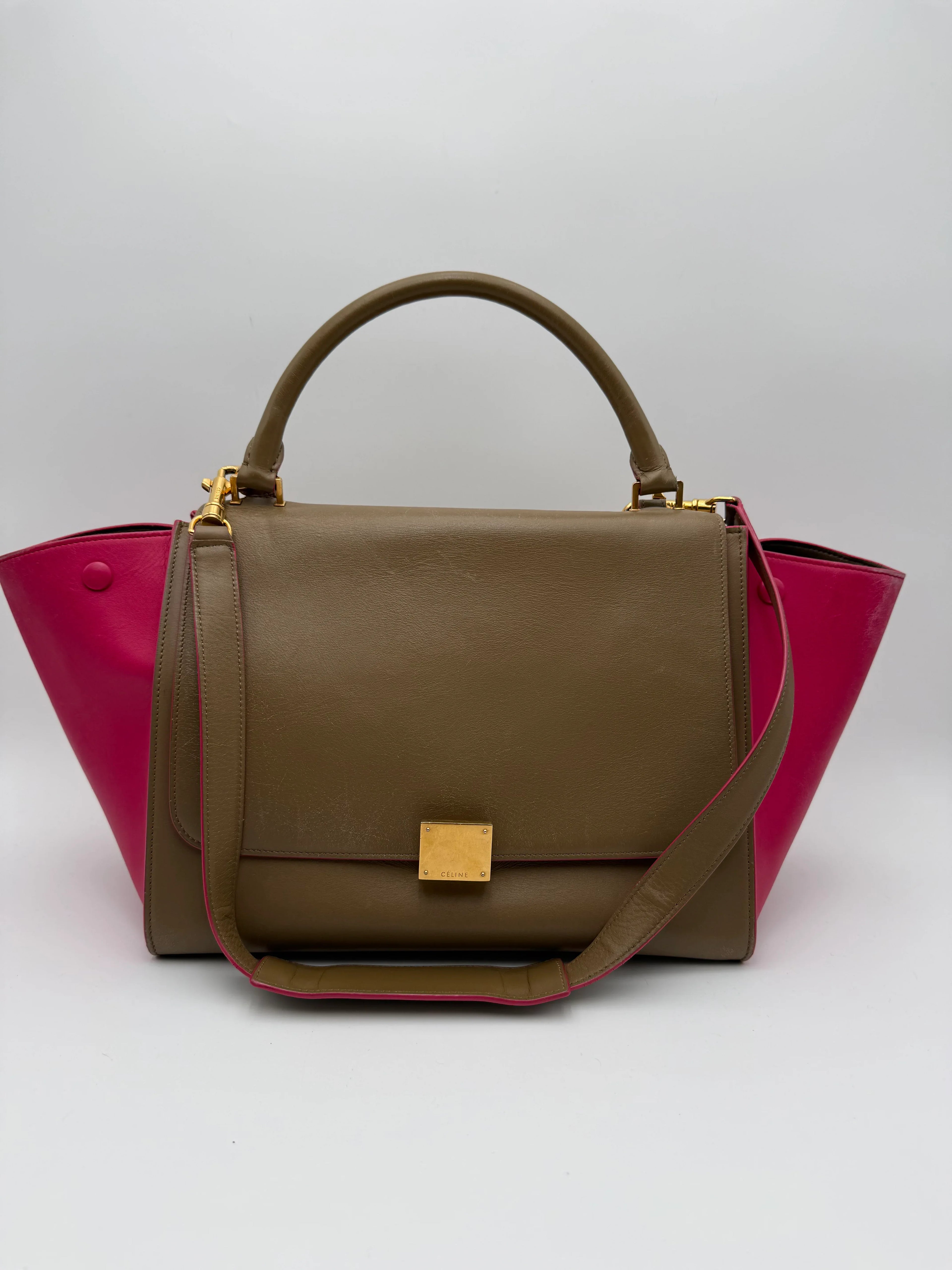 Cèline Borsa Trapeze in Pelle Bicolore Taupe e Rosa - Mercatino di Ninni