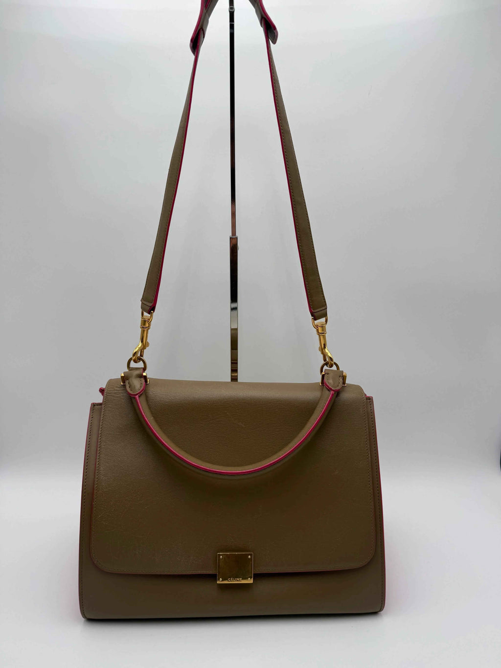 Cèline Borsa Trapeze in Pelle Bicolore Taupe e Rosa