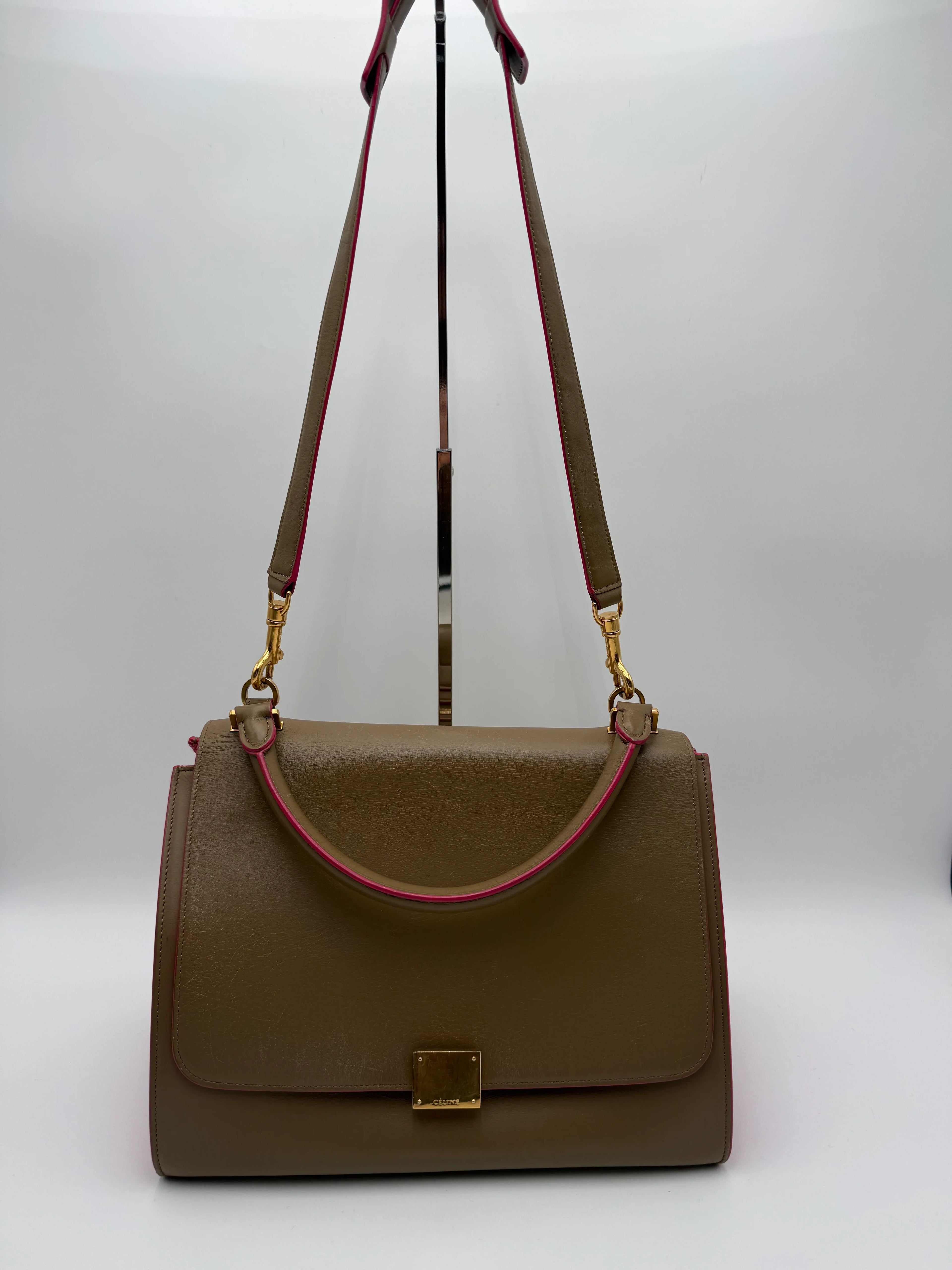 Cèline Borsa Trapeze in Pelle Bicolore Taupe e Rosa - Mercatino di Ninni
