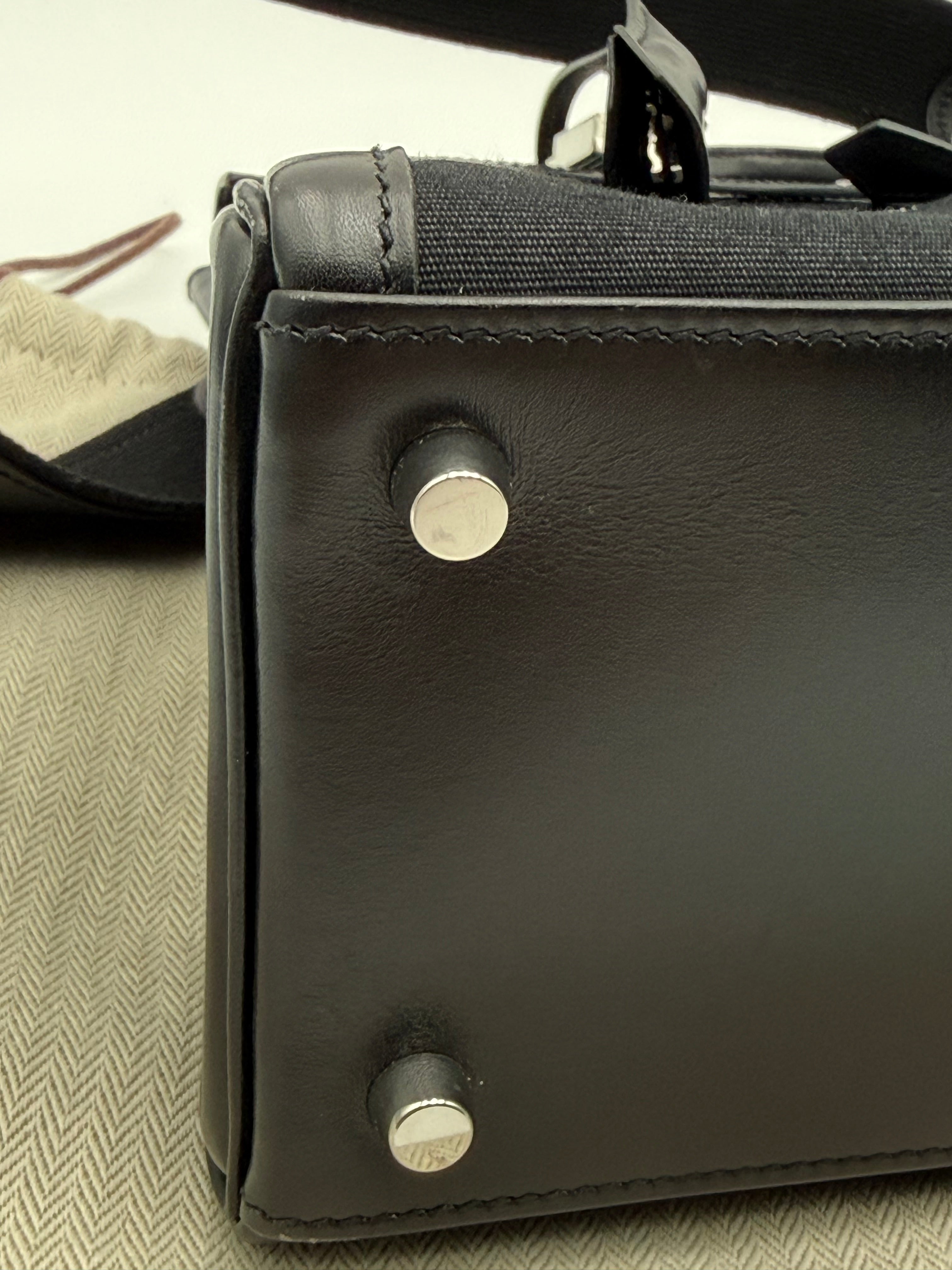 Borsa Hermès kelly Lakis 32 Vintage in Pelle Box e Tela Toile Nera