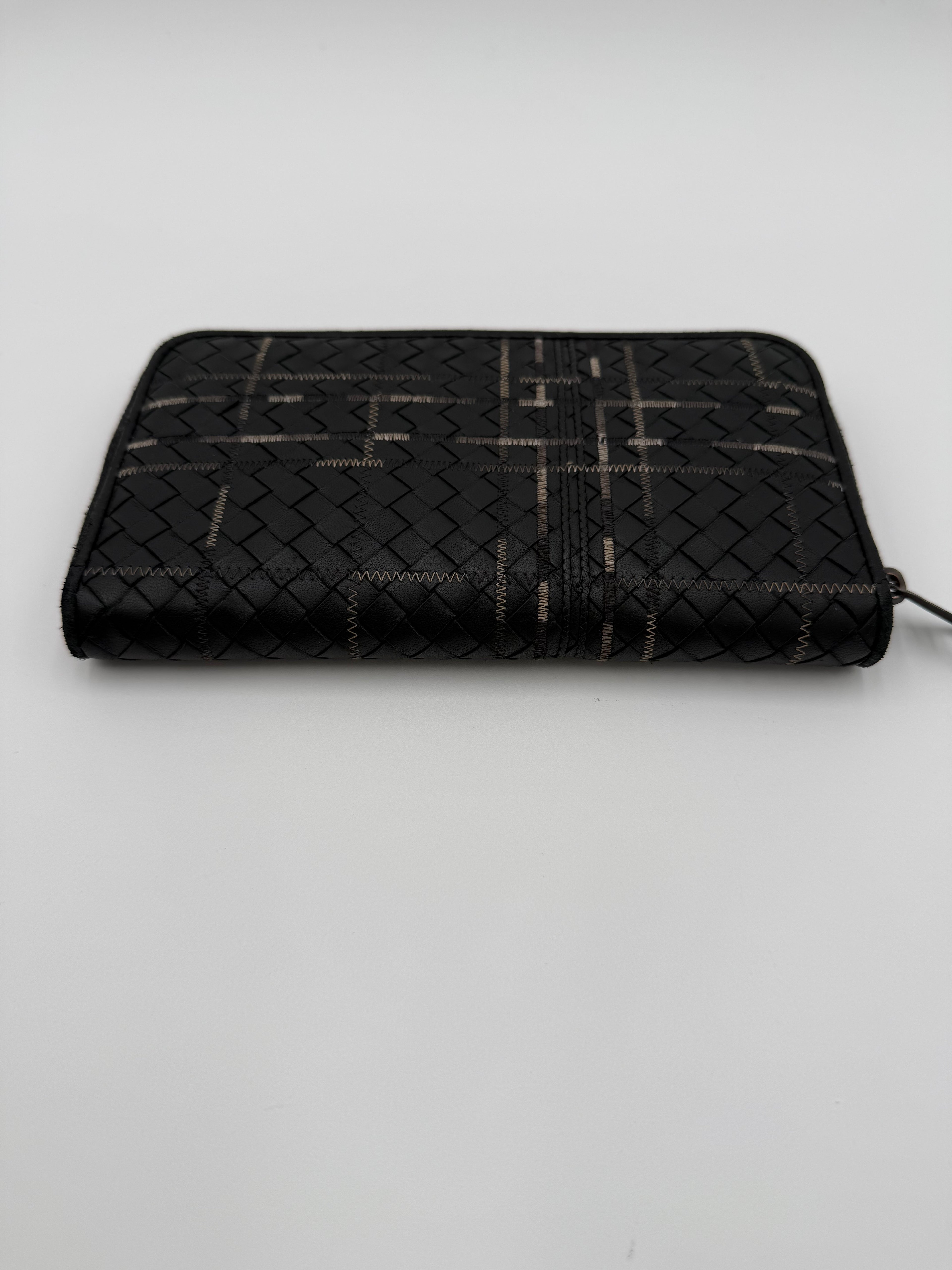 Bottega Veneta Portafoglio Pelle Intrecciata Nero Antracite