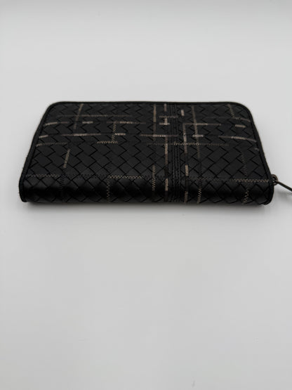 Bottega Veneta Portafoglio Pelle Intrecciata Nero Antracite