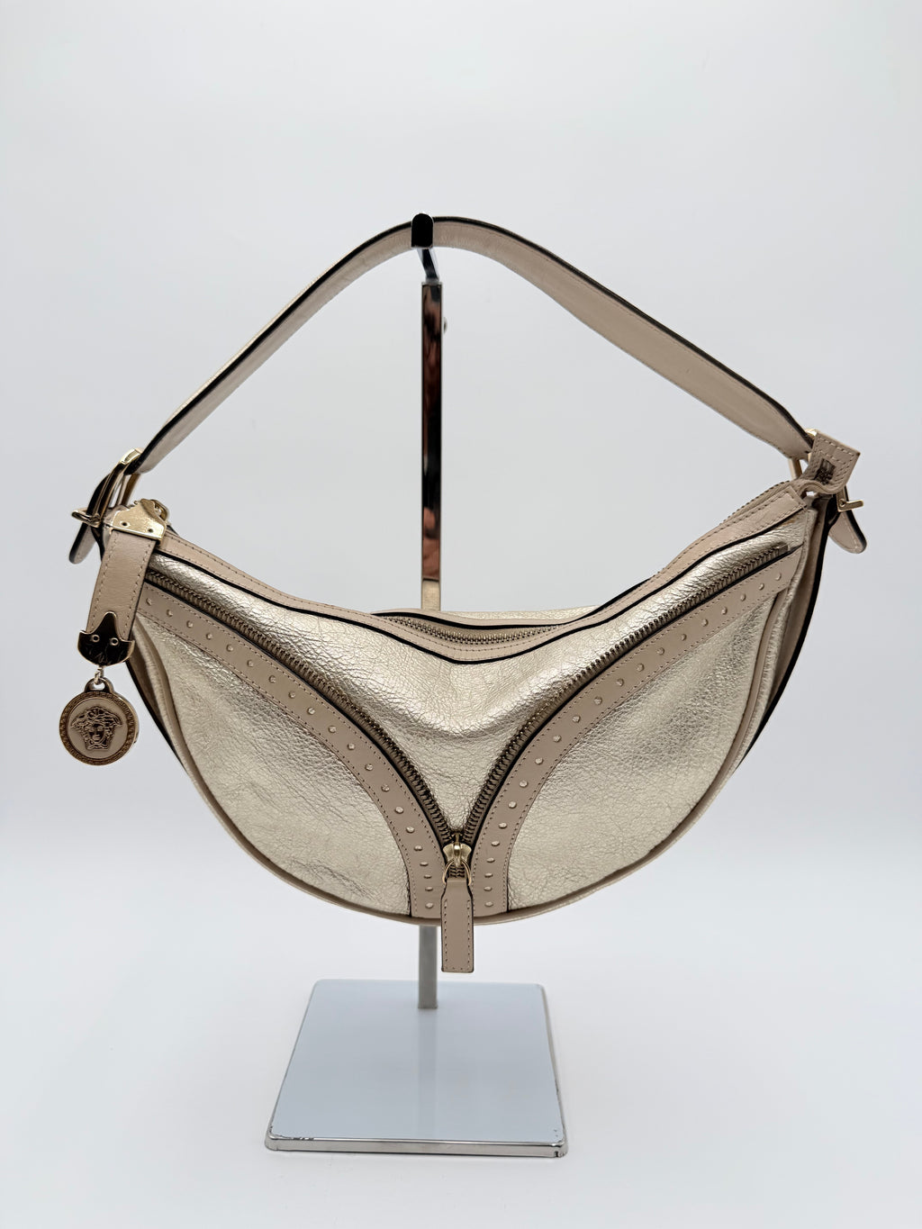 Versace Borsa Vintage  Repeat in Pelle oro Metallizzata