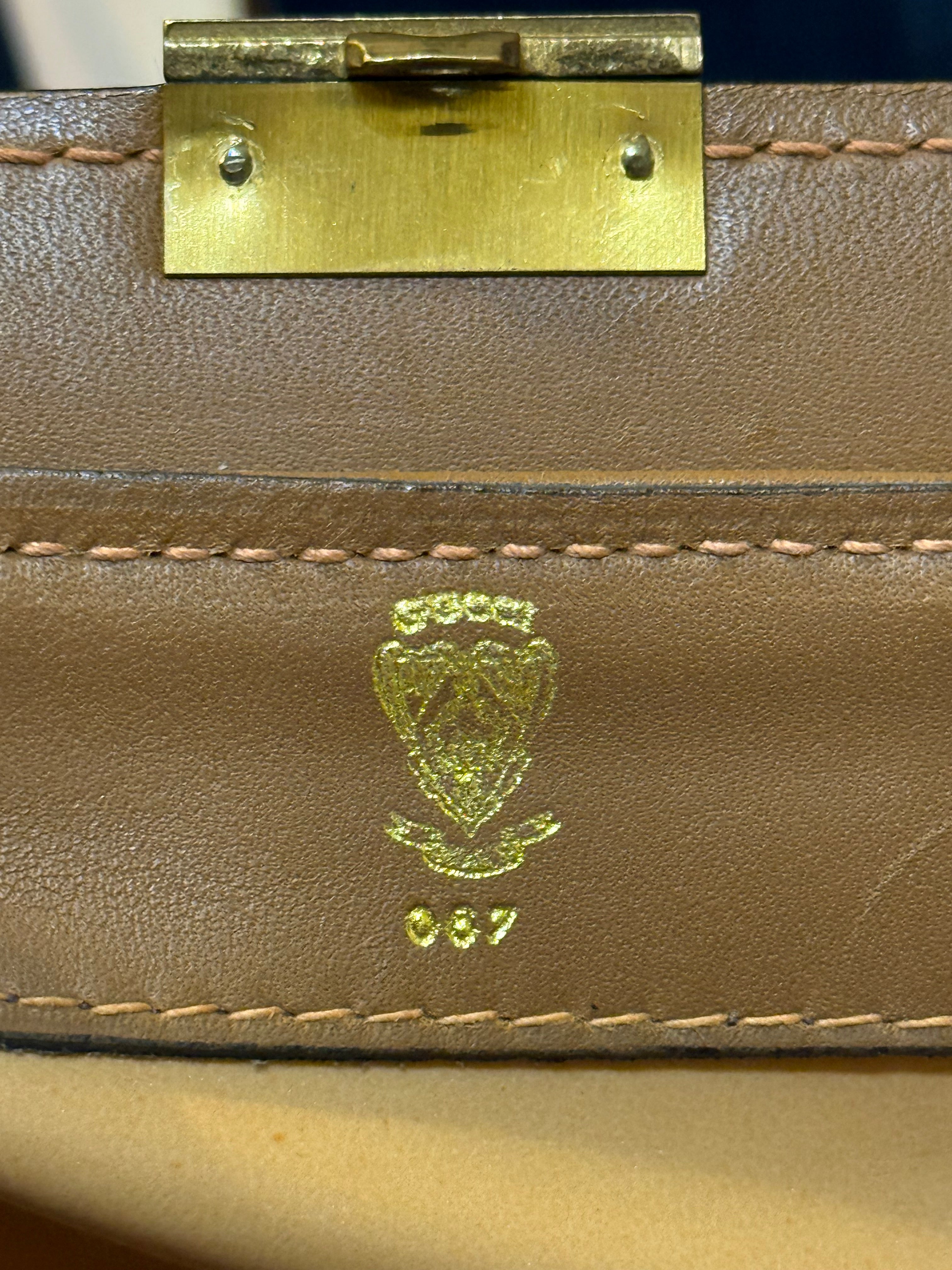 Gucci Vintage Brown Leather and Canvas Beauty Case