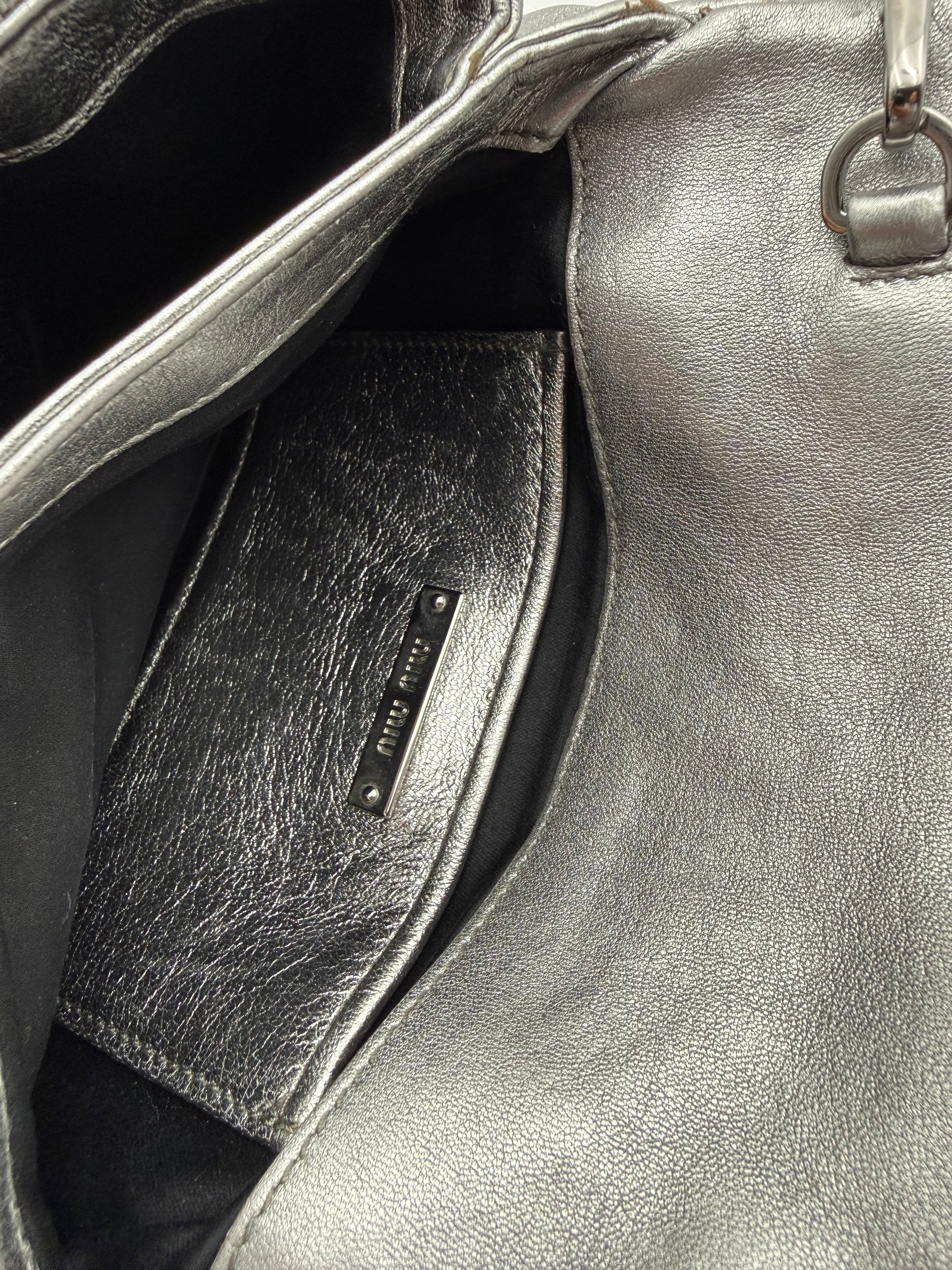 Borsa tracolla Matelassè in Pelle Argento