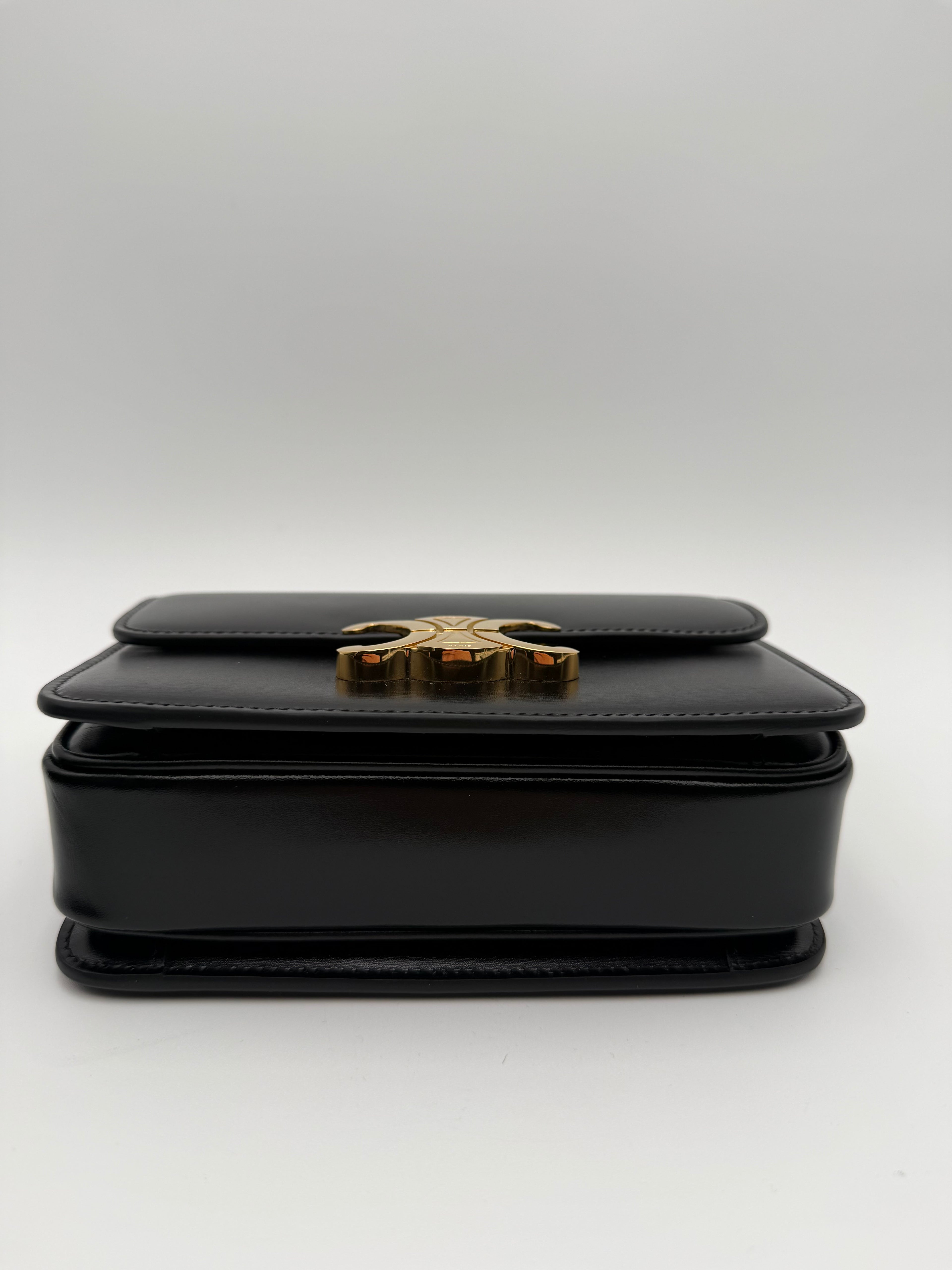 Celine Triomphe Teen Nera in Pelle di Vitello lucida