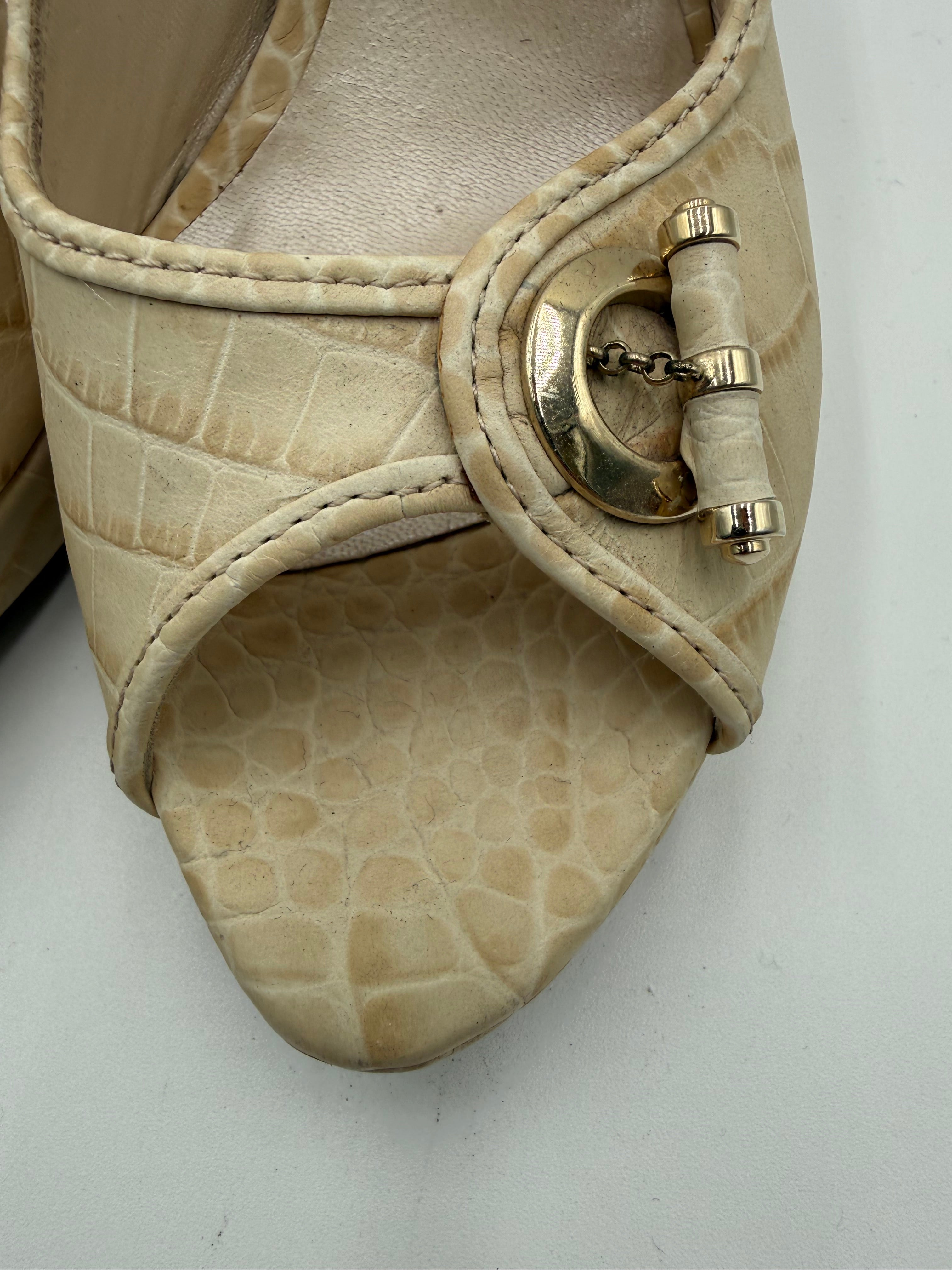 Sandali Slinback Christian Dior in Pelle Stampa Cocco Avorio