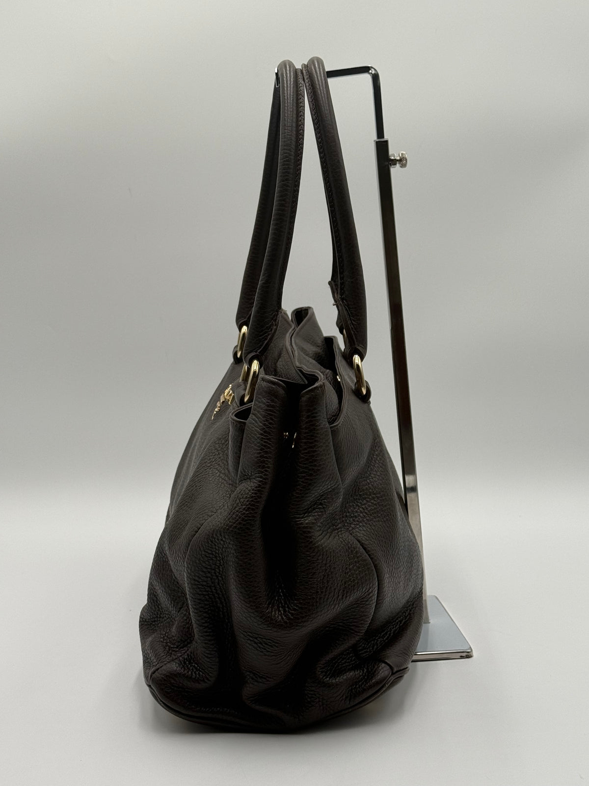 Borsa Tote Prada in pelle di Vitello Martellata Marrone