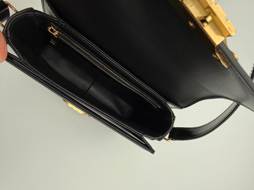 Celine Triomphe Teen Nera in Pelle di Vitello lucida