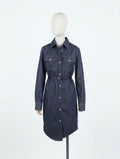 Gucci Abito Chemisier in  Denim Scuro con Cintura e Banda Logo