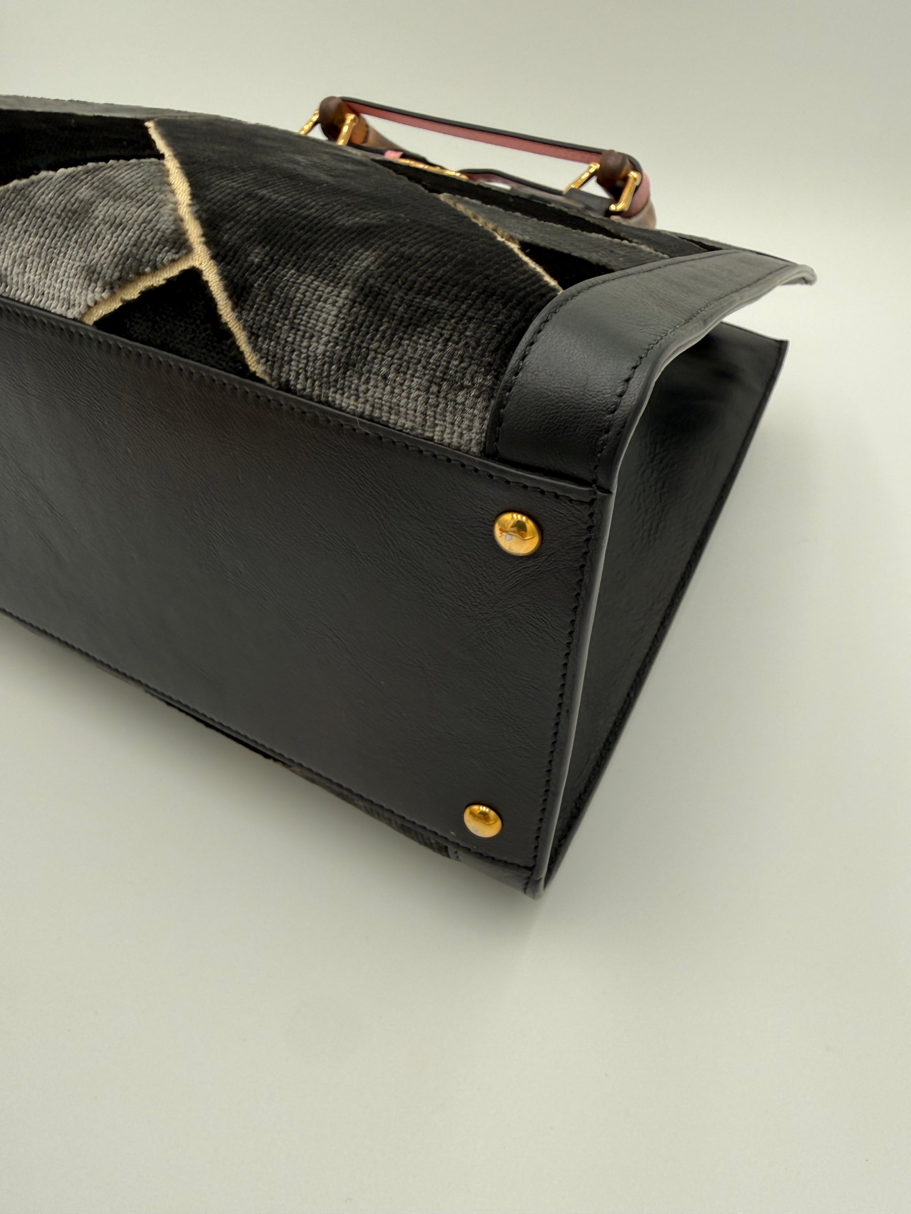 Gucci Diana in Velluto e Pelle a Rombi Nero e Grigio - Mercatino di Ninni