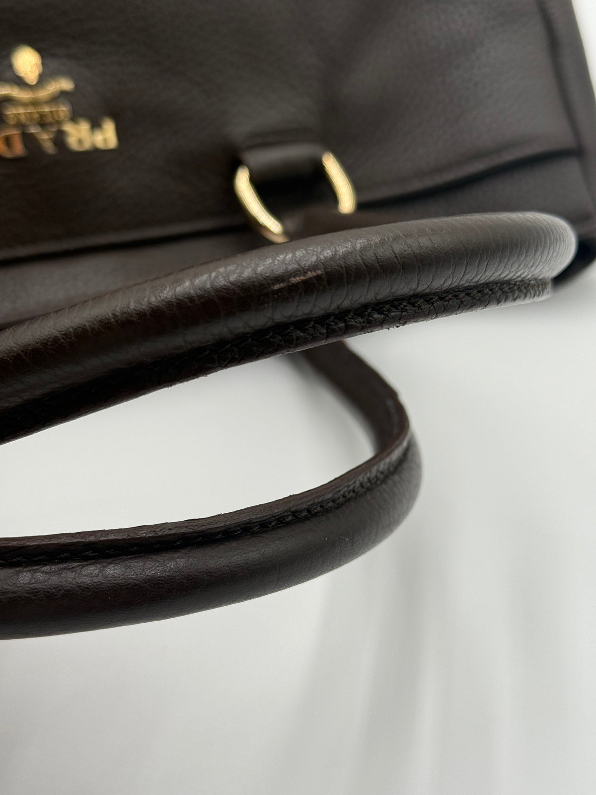 Borsa Tote Prada in pelle di Vitello Martellata Marrone