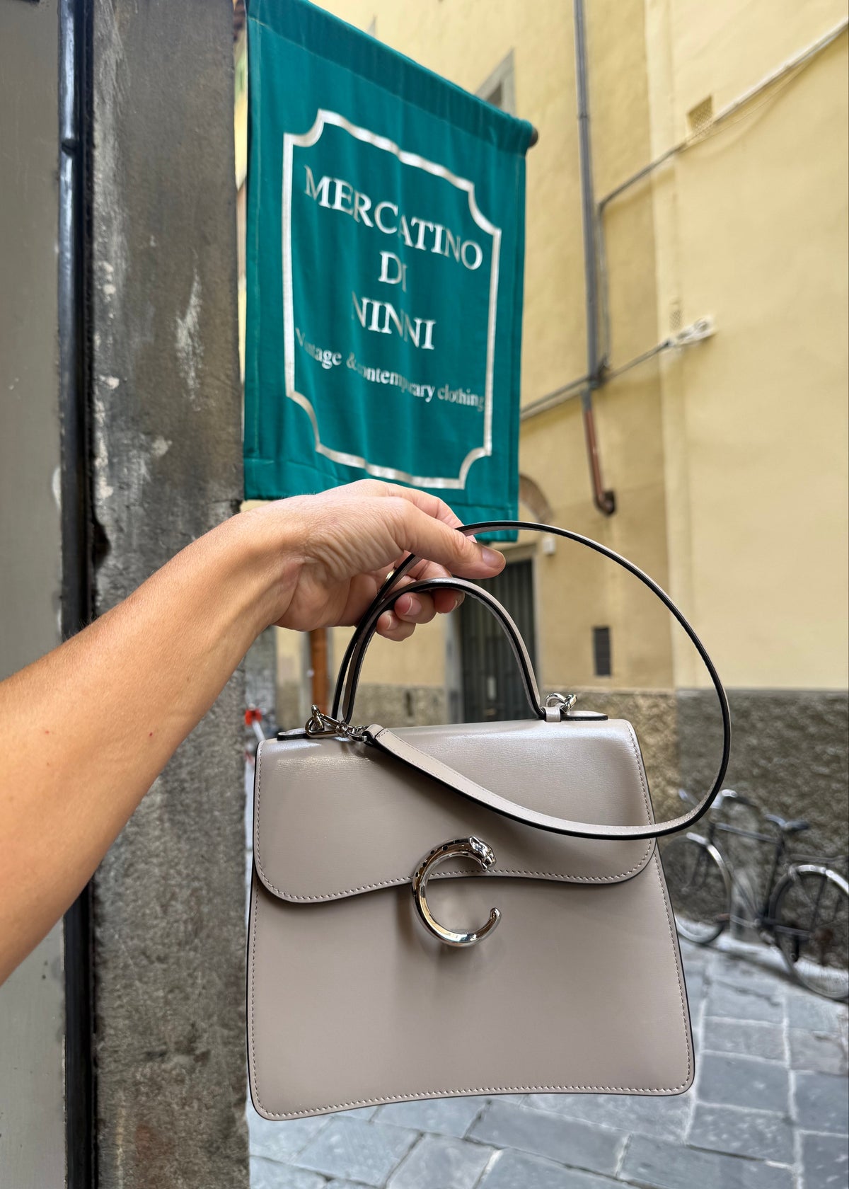 Cartier Borsa Panthère C Top in Pelle Grigio - Mercatino di Ninni