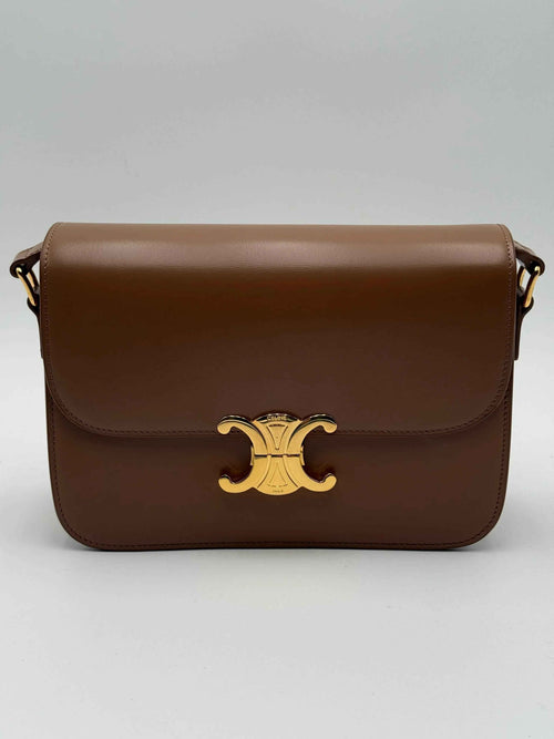 Celine Borsa Triomphe Classique in Pelle Lucida Color Cuoio